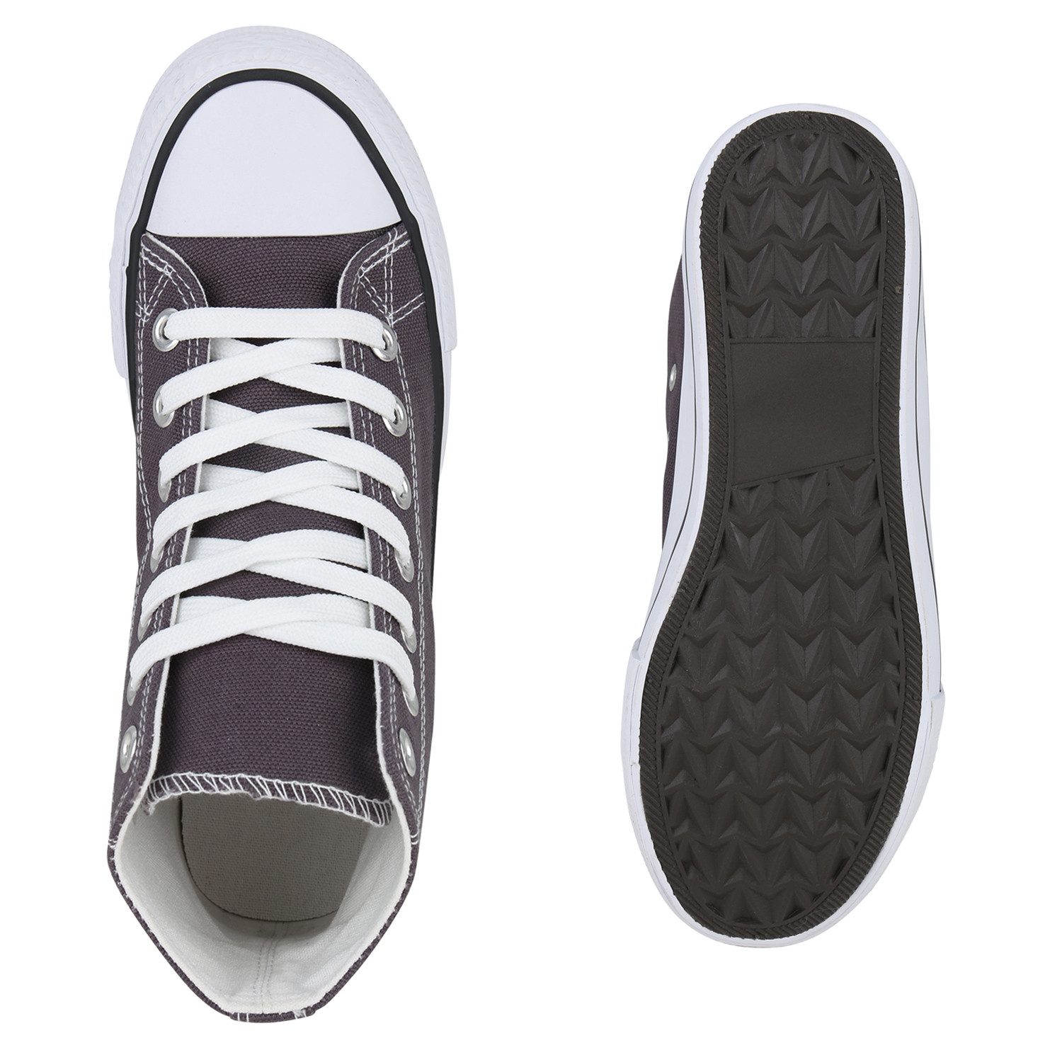 VAN HILL 21593236 TH CA014-1[TH] Damen Sneaker Dk Grey 36 Sneaker Damen Sneaker High Schnürer Bequeme Basic Freizeit Stoff