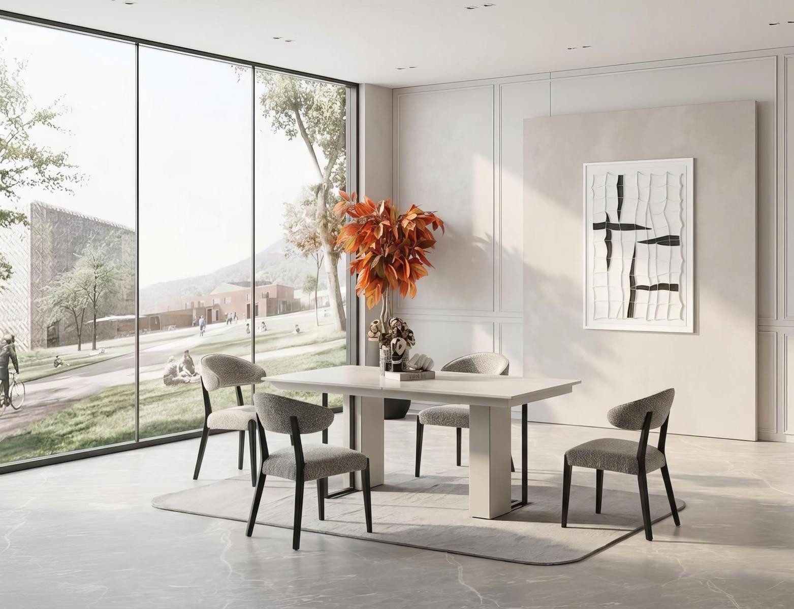 JVmoebel Essgruppe Esszimmer Set Esstisch Stuhl Modern Weiss Edel Design Luxus Gruppe, (5-tlg), Made in Europa