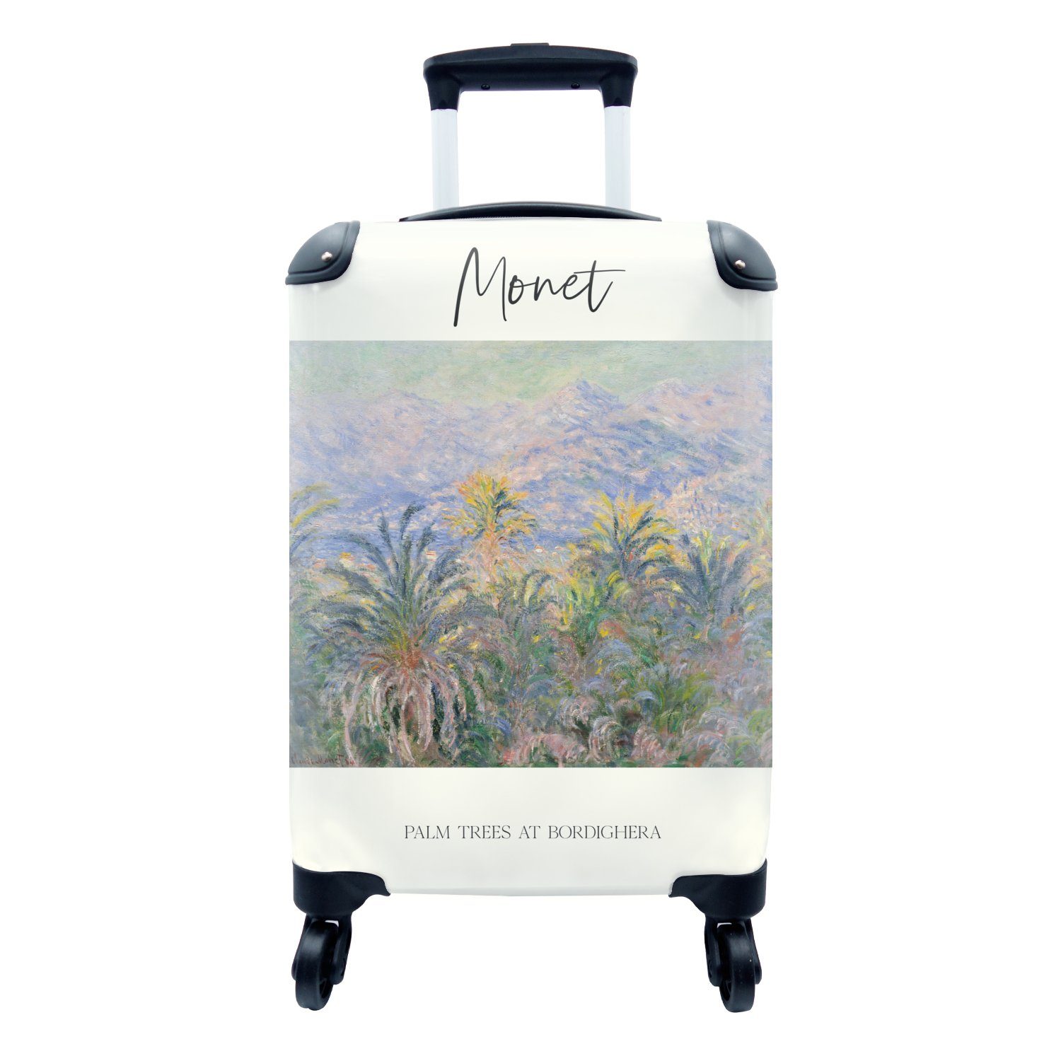 MuchoWow Handgepäckkoffer Monet - Palmen in Bordighera - Kunst, 4 Rollen, Reisetasche mit rollen, Handgepäck für Ferien, Trolley, Reisekoffer | Handgepäck-Koffer