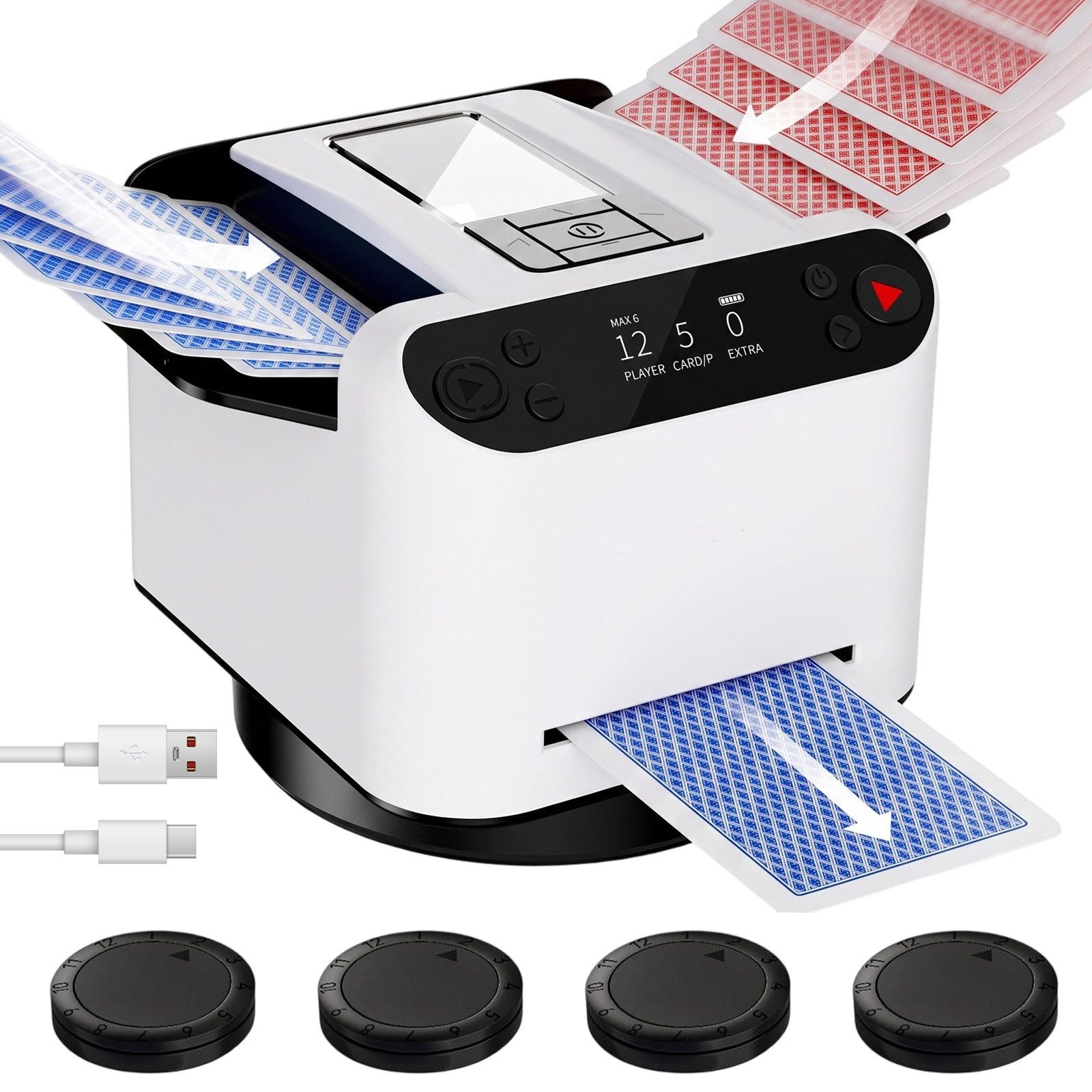 AKKEE Spiel Kartenmischmaschine Elektrische mit 5200 mAh Akku, Familienspiel, Gesellschaftsspiel