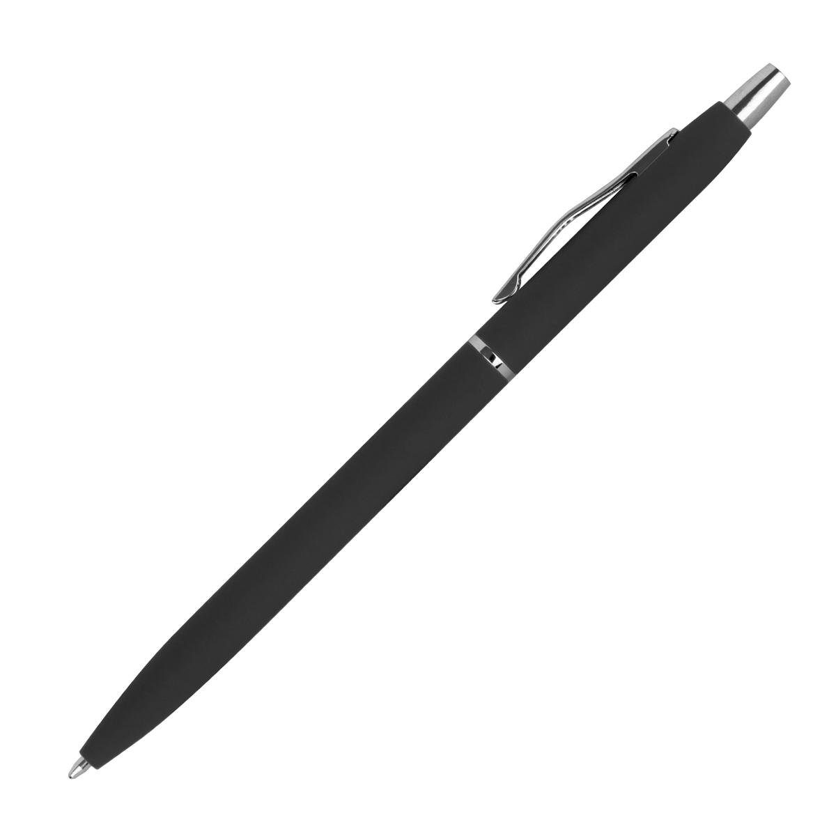 Livepac Office Kugelschreiber Schlanker Metall-Kugelschreiber / gummiert / Farbe: schwarz