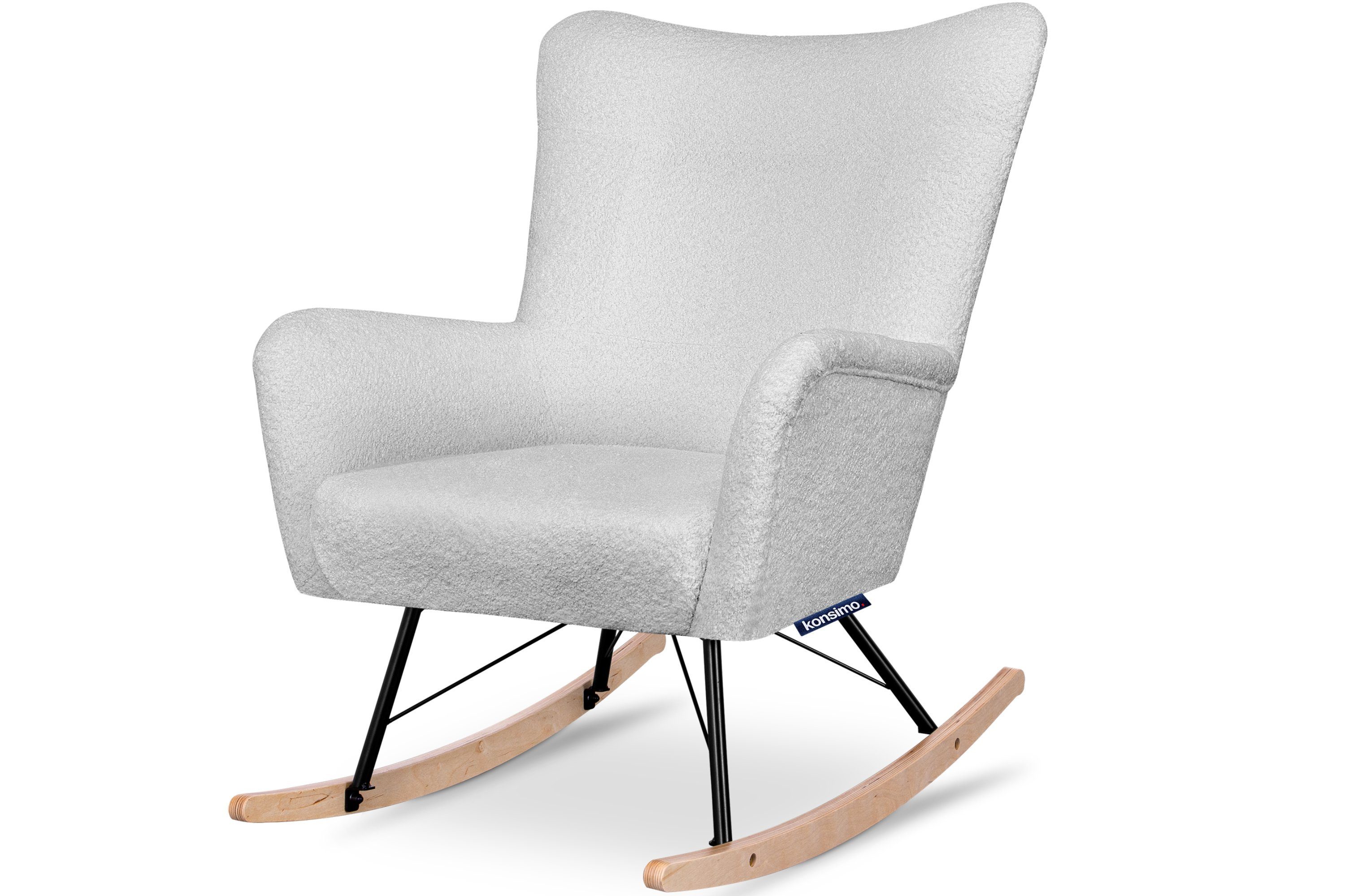 Konsimo Schaukelsessel ADDUCTI Stillsessel, breiter Sitz für mehr Komfort, ein Schaukelstuhl für jeden Stil, Hergestellt in EU hellgrau | hellgrau
