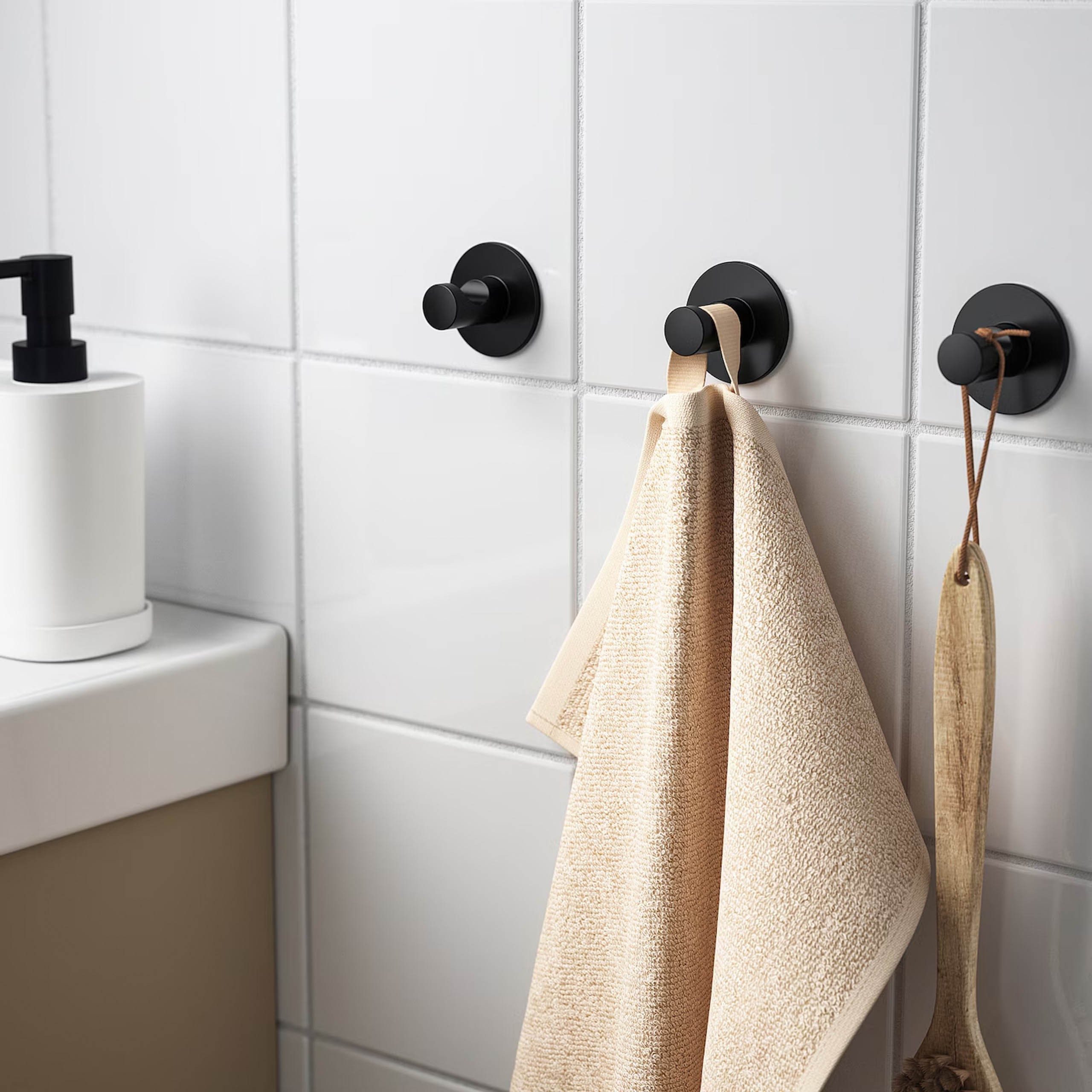 IKEA Wandhaken SKOGHALL Schwarzer Klebehaken, Badezimmerhaken 3 Stück IKEA