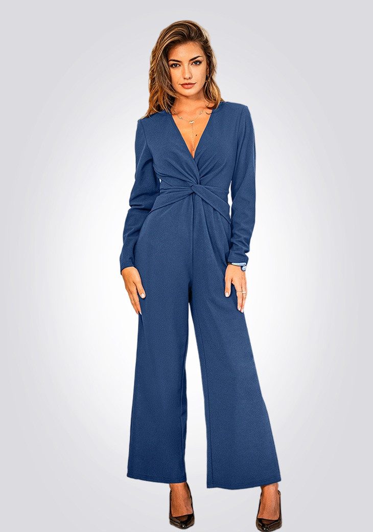 Jumpsuit Eleganter Twist-Front-Jumpsuit in Marineblau