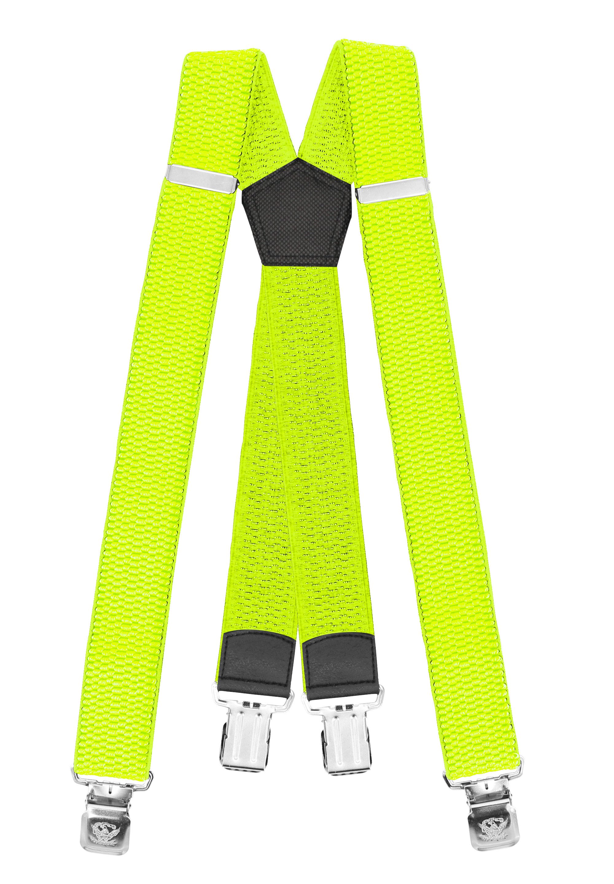 Fabio Farini Hosenträger 4cm Breites X-Design verstellbar mit extra starken Clipverschluss, Neongelb