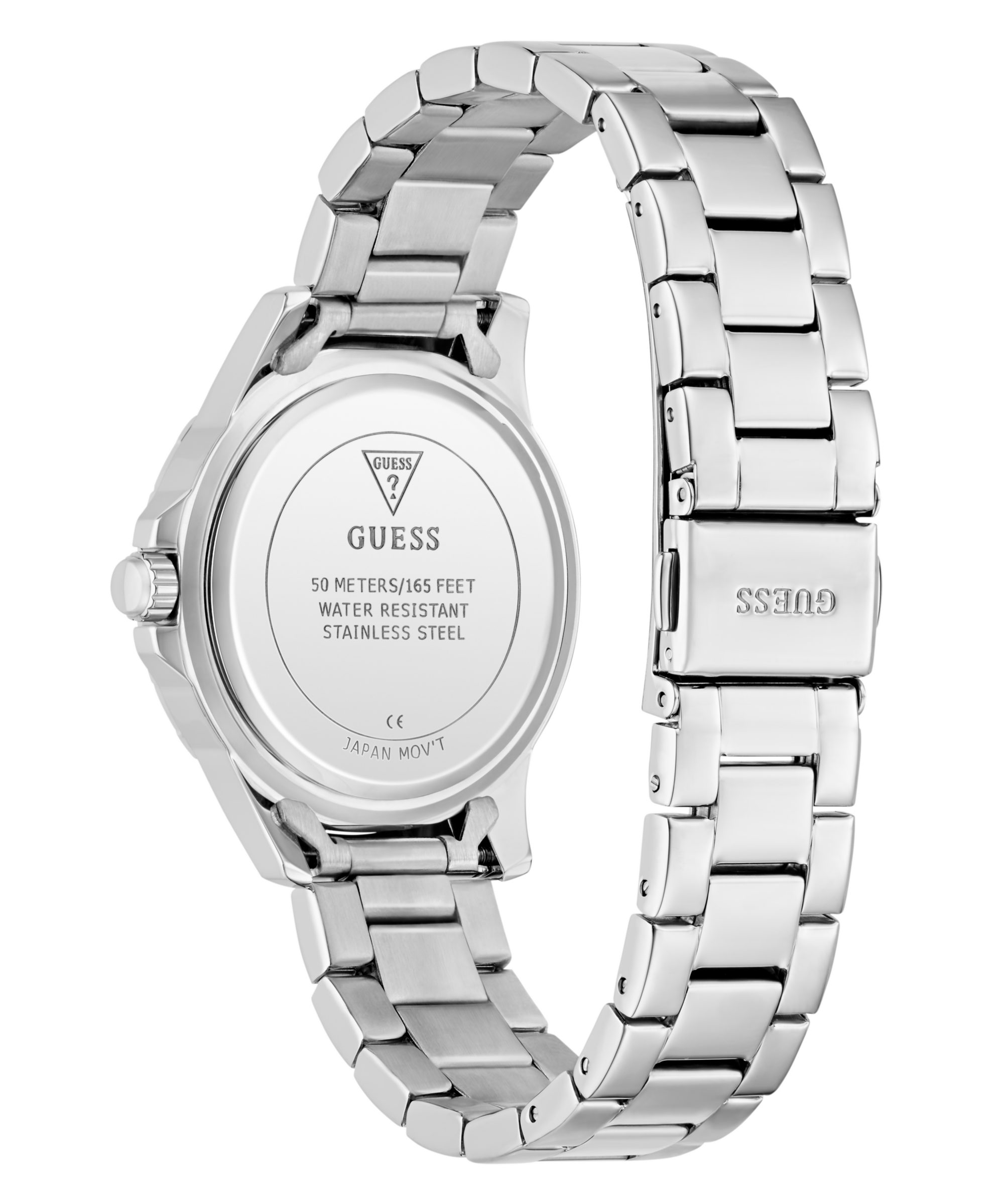 Guess Quarzuhr MIST GW0948L1, Armbanduhr, Damenuhr, Edelstahlarmband, Kristallsteine