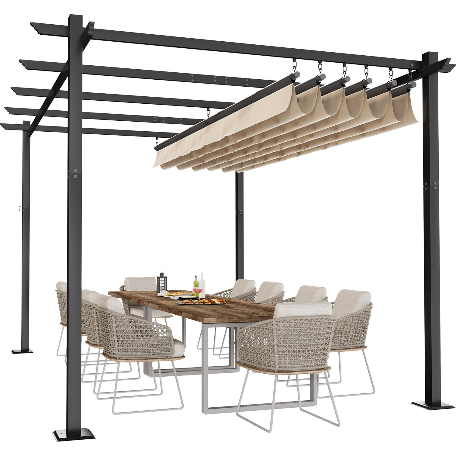 HOMALL Pavillon Gazebo 3x3/3x4m Gartenpavillon Pergola mit Aluminiumrahmen, (300x300 cm oder 400x300 cm, 180g PA-beschichtet UV-Schutz, Terrassendach, für Gärten, Terrassen)