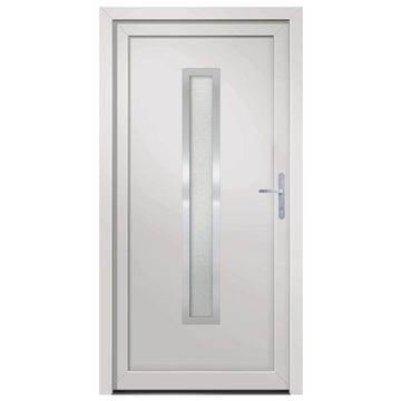 vidaXL Haustür Haustür Weiß 98x190 cm PVC Aluminium Haus Eingangstür Fronttür Glas-El
