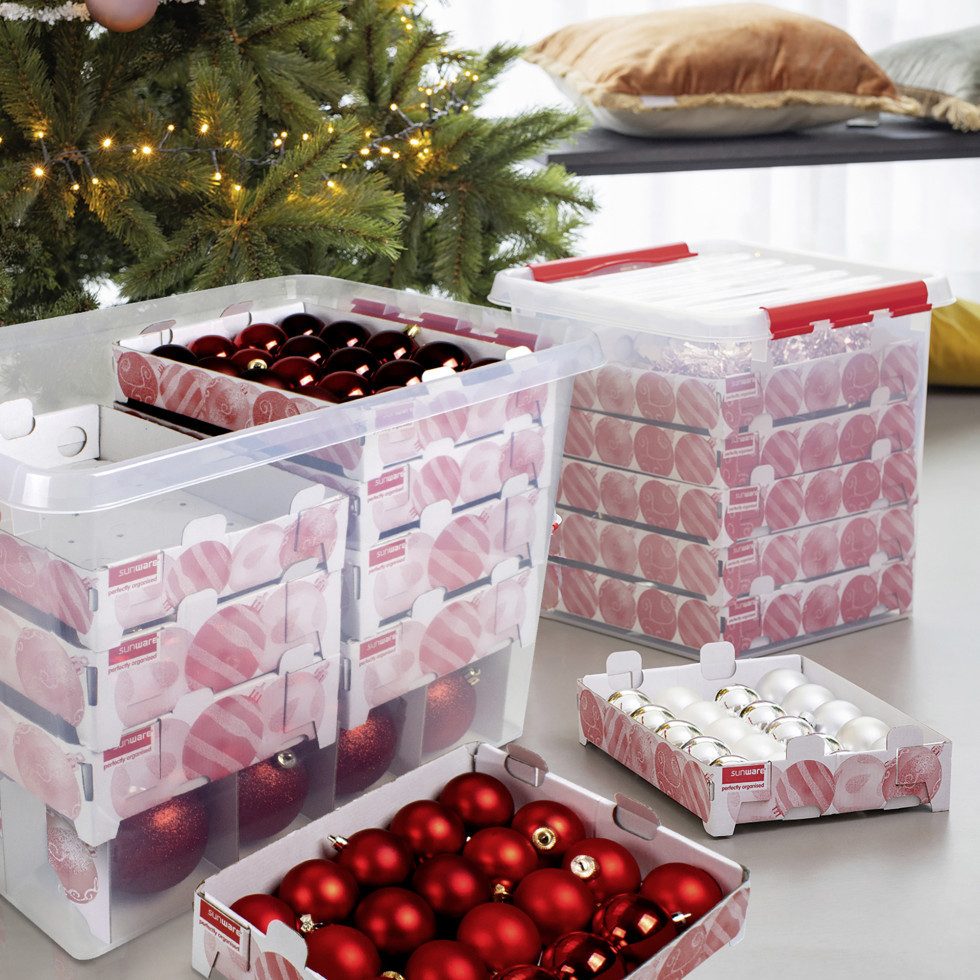 Sunware Aufbewahrungsbox Sunware Weihnachtsbox Q-line 72L mit Einsatz für