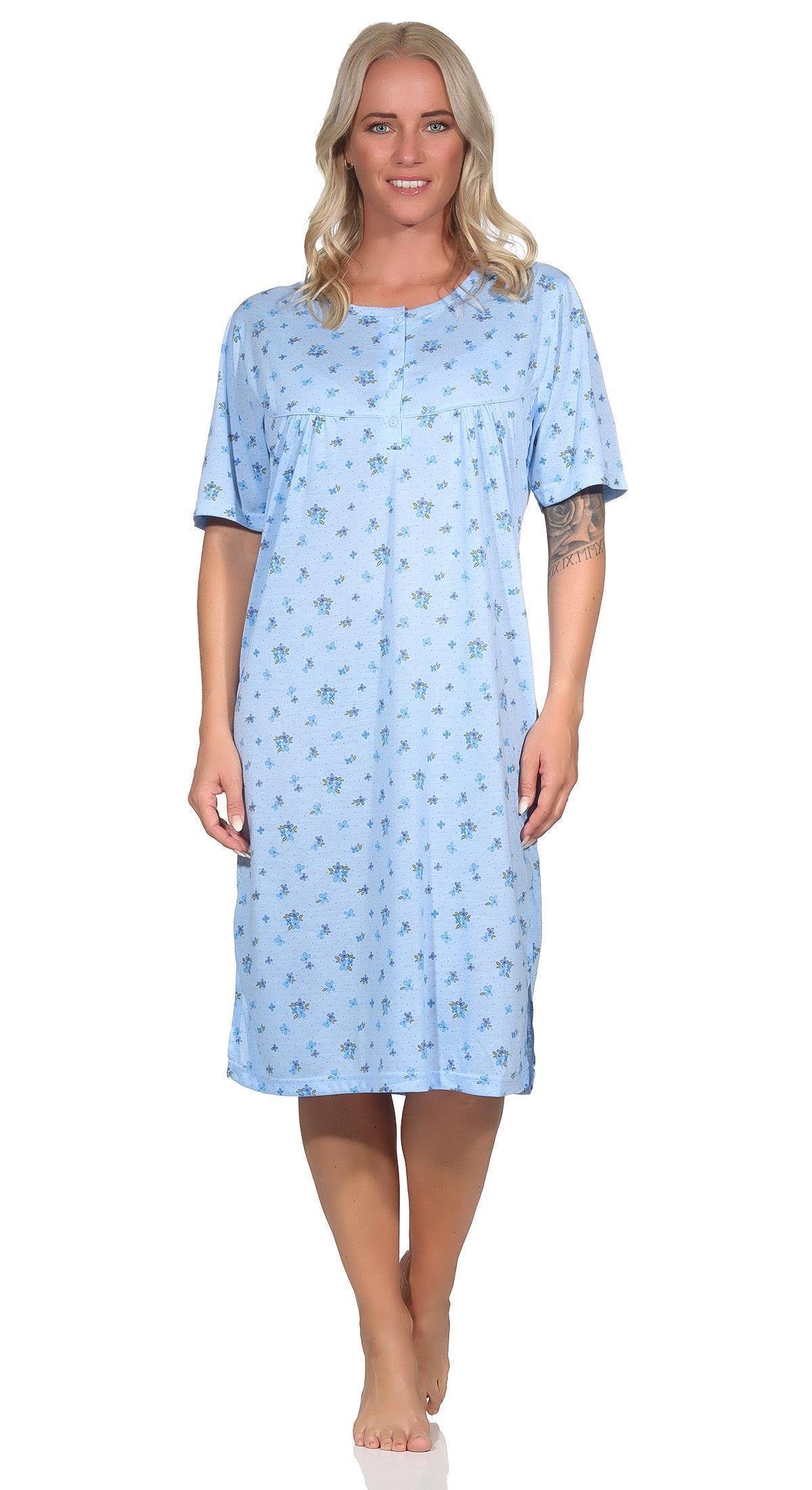 42 38 40 44 Nachthemd Damen Blau (1-tlg) Schlafshirt Gr. Nachthemd Nachtwäsche, EloModa