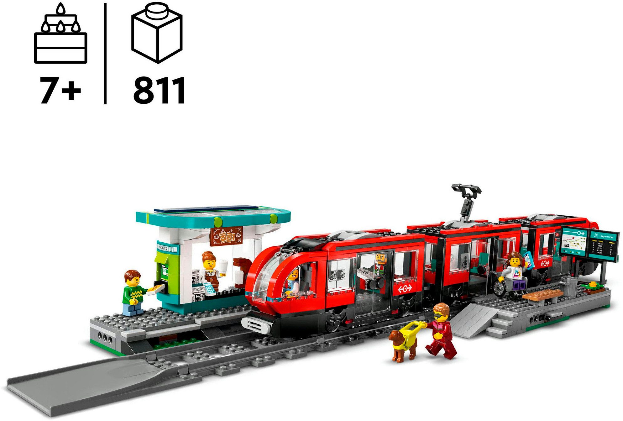 LEGO® Straßenbahn mit Haltestelle (60423), LEGO LEGO City Konstruktionsspielsteine, (811 St), Made in Europe