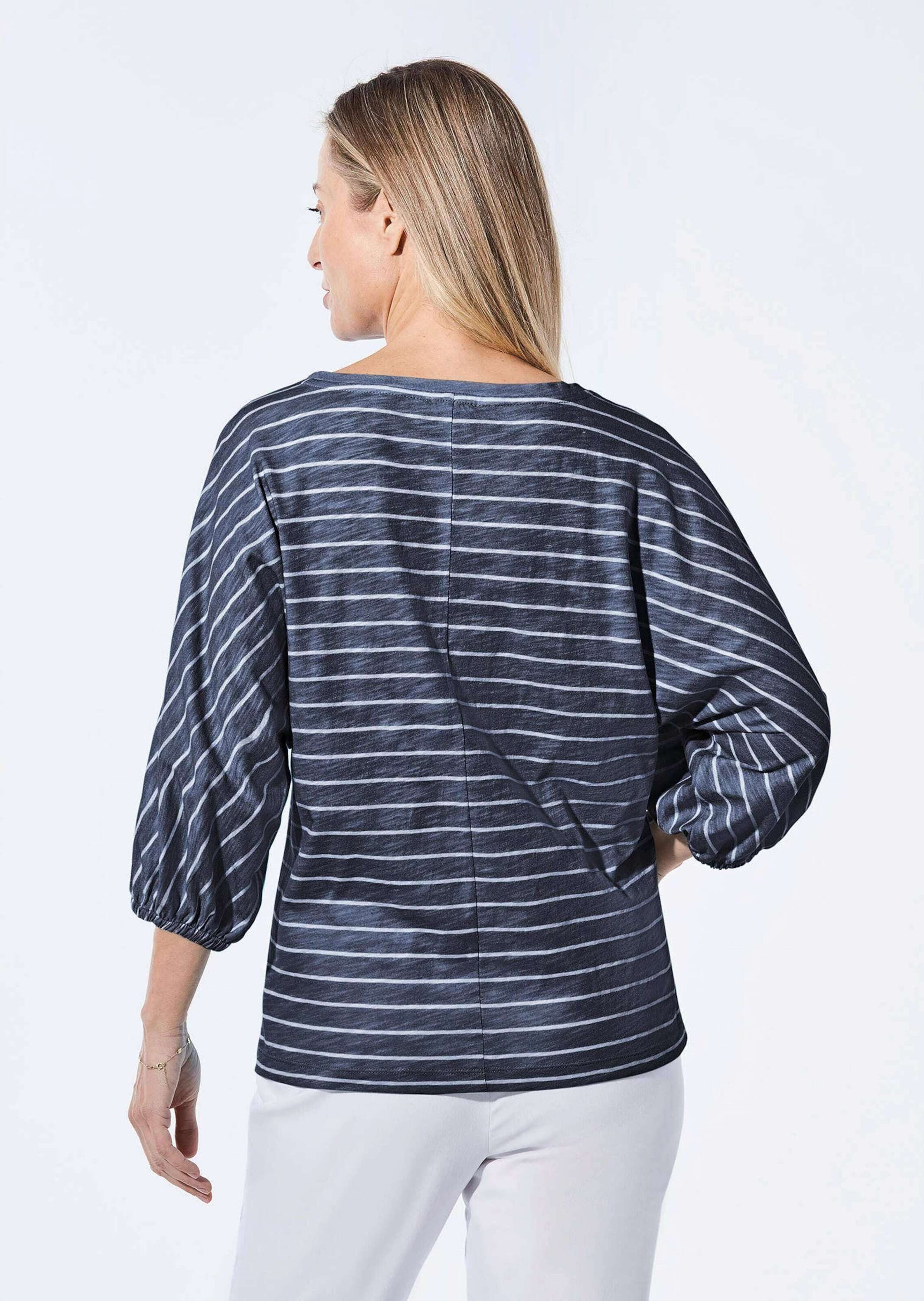 GOLDNER Print-Shirt Shirt aus Flammengarn im Ringel-Look Gestreiftes Design und U-Boot-Ausschnitt setzen Akzente – Bild 3 von 5