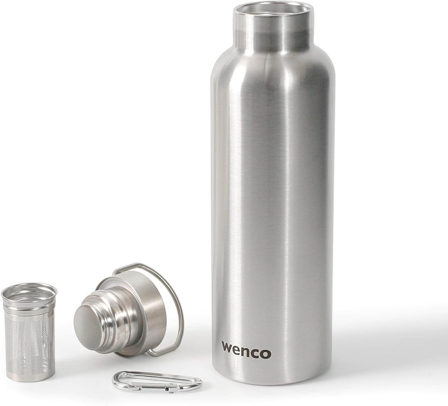 Wenco Isolierflasche Trinkflasche 0,75l Edelstahl Silber auslaufsiche Isolierflasche, BPA-frei stundenlange Isolation von Warm & Kaltgetränken