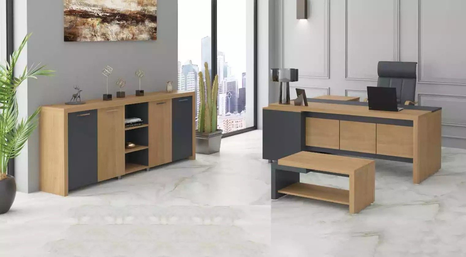 Büromöbel-Set Luxuriöse Büro Möbel: Schreibtisch, Kommode und Couchtisch