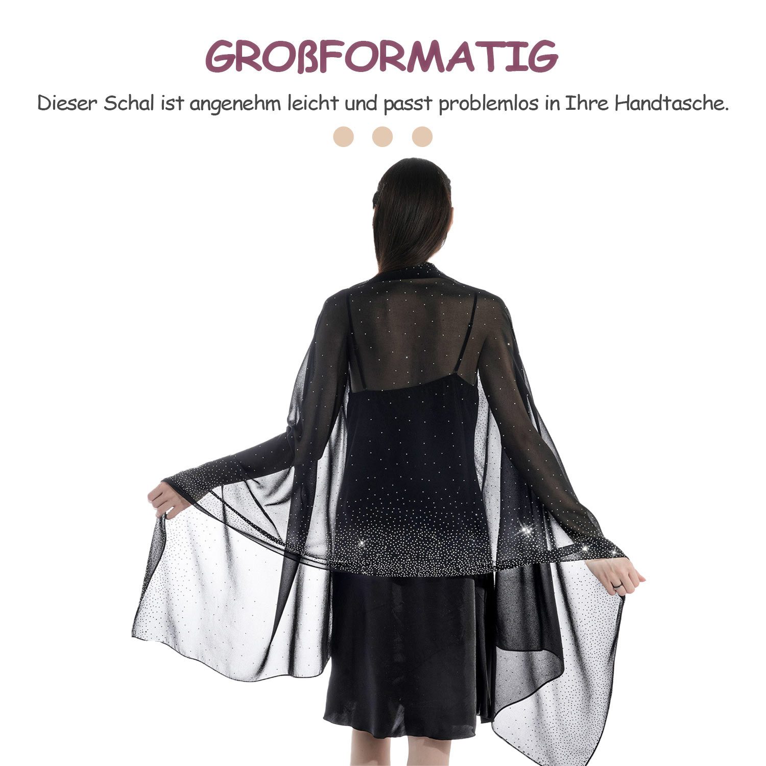 Refttenw Modeschal Stola für Abendkleid Eleganter Chiffon-Schal mit Strass Tuch Damen, Stola Damen Festlich Hochzeiten