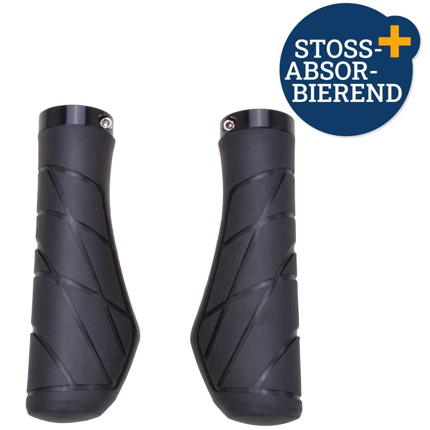 Diedrich Filmer GmbH Fahrradlenkergriff Fahrrad-Griffe Ergonomisch Gummi Schraubgriffe (2x Lenkergriffe, 2-St., Set), Set 135mm Lenker-Griffe Ergo Antirutsch Lenkergriffe Fahrradgriffe