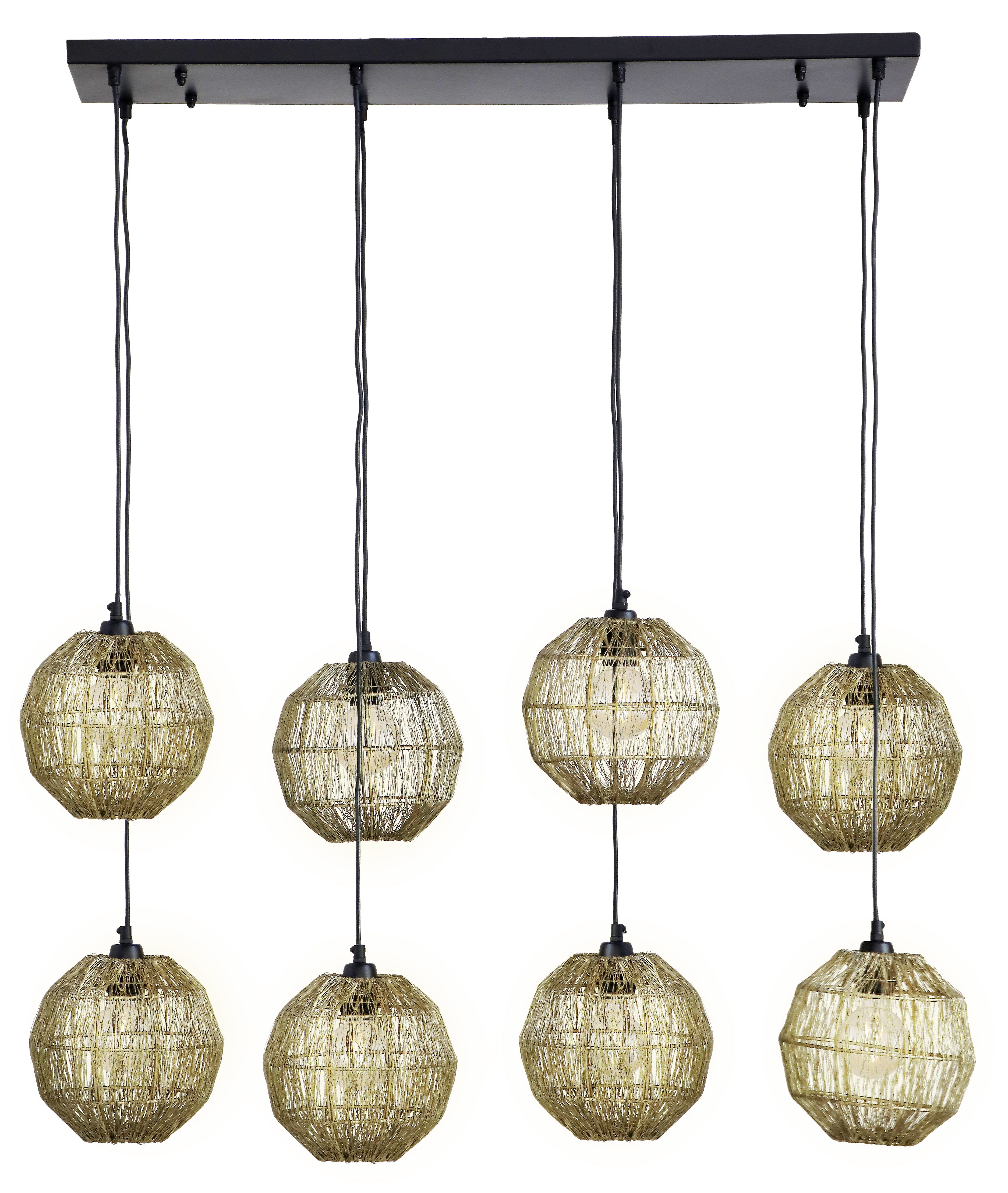 GLOBO LIGHTING Hängeleuchte HERMI II, ohne Leuchtmittel, Pendelleuchte / Wohnbereich / altmessing / Metallgeflecht / Kugeln