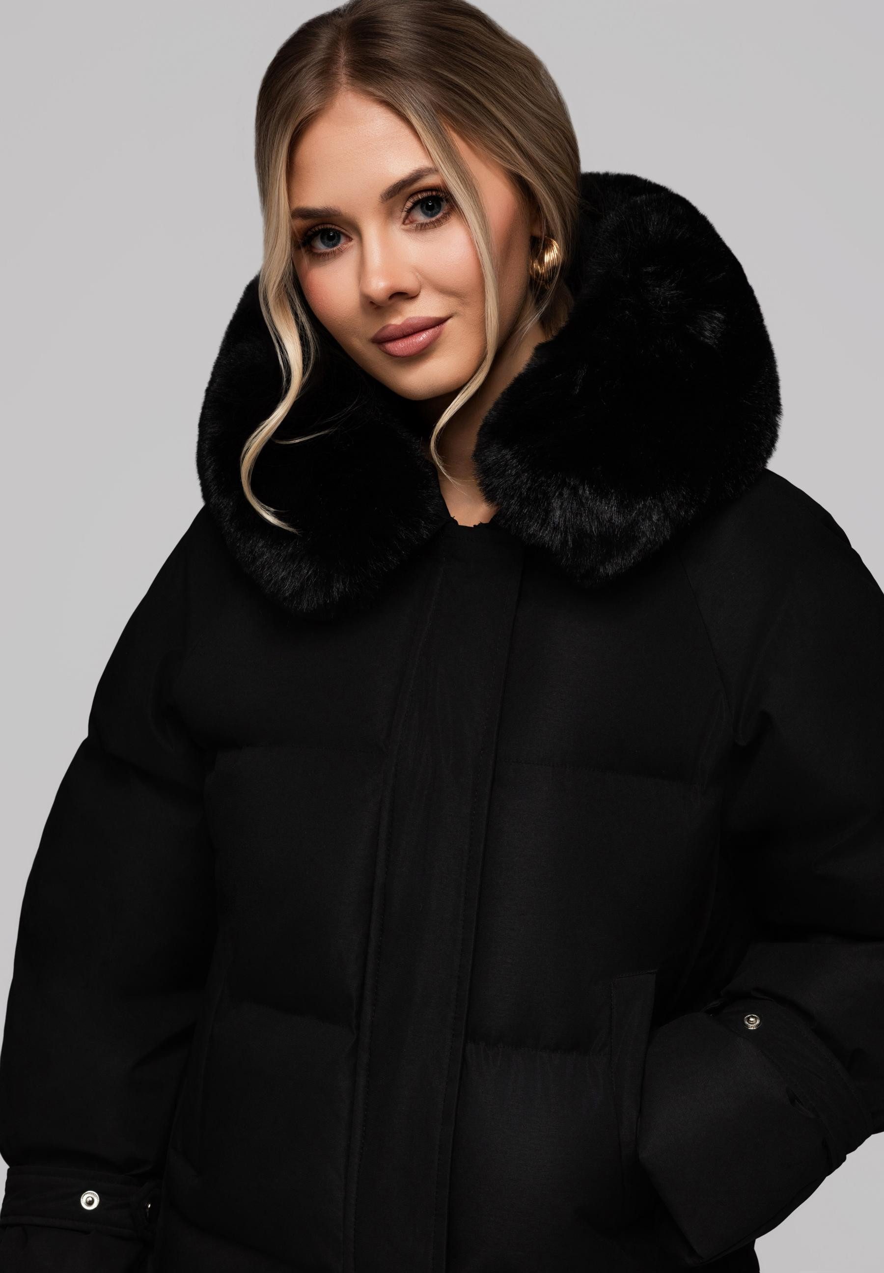OMBRE Winterjacke Steppjacke mit breitem Kunstpelzkragen Großer, weicher Ku günstig online kaufen