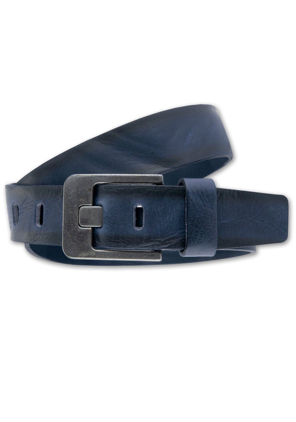 markanter Ledergürtel BERND dunkelblau mit Ledergürtel GÖTZ dunkler Designschließe