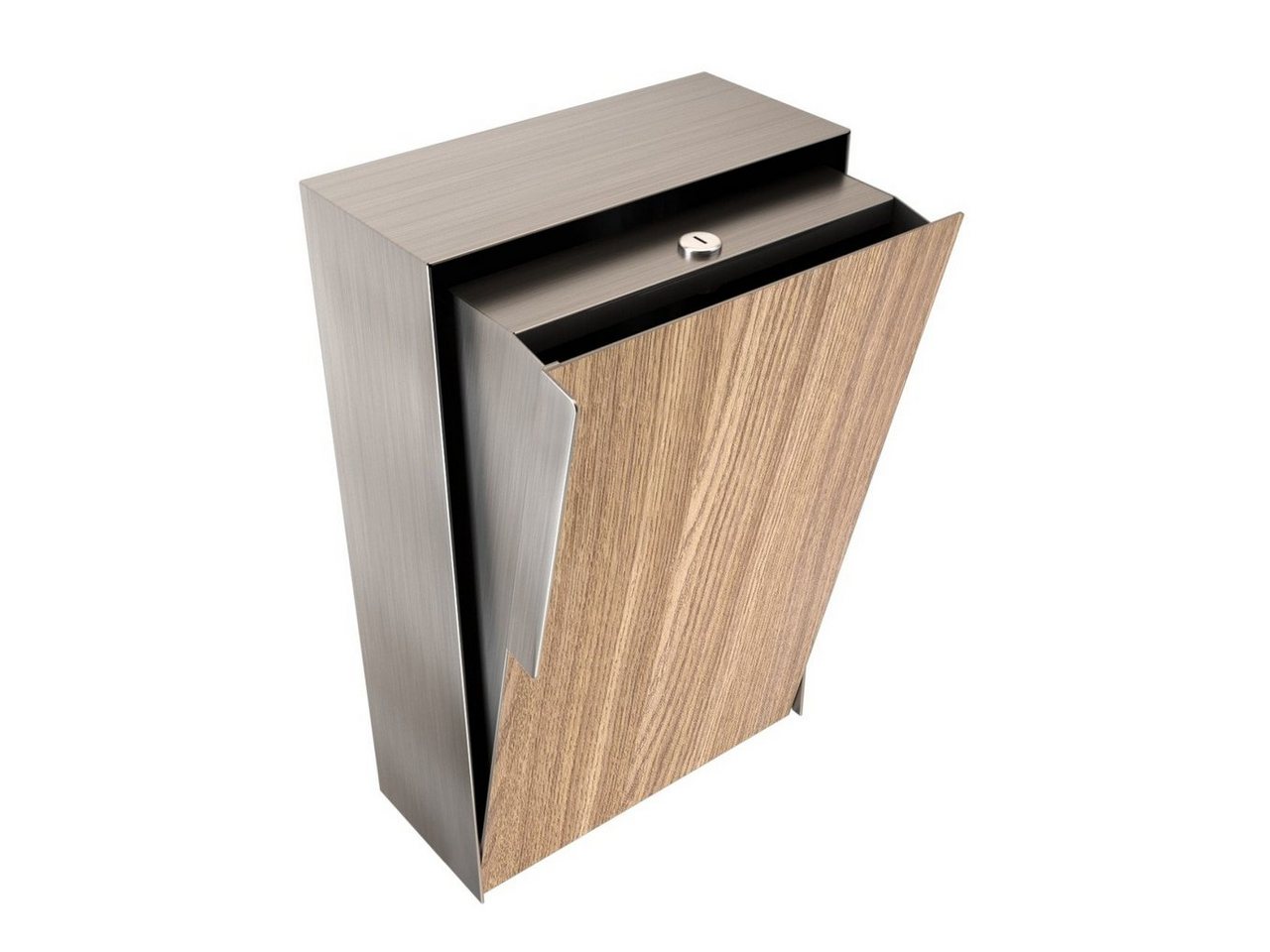 Thumbnail - Bravios Briefkasten Wandbriefkasten Faro Edelstahl mit Holzdekor-Fron