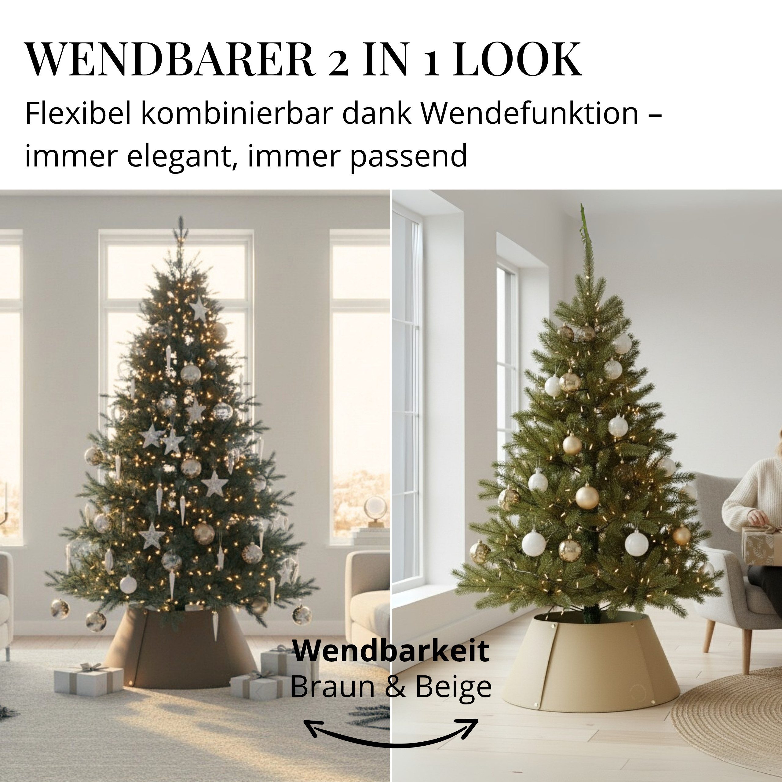 LIVLIG Weihnachtsbaumdecke Weihnachtsbaum Kragen, Weihnachtsbaum Rock, Baumständer Korb, Größenverstellbar, Beidseitig nutzbar