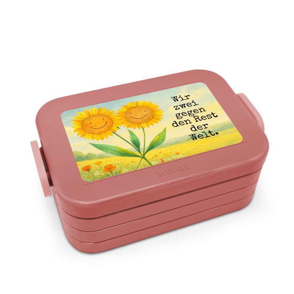 Mr. & Mrs. Panda Butterdose Blume Sonnenblume Design, Lunchbox, Rot Pastell, Lunchbox, Beste Freu, Polypropylen lebensmittelecht, (Packung), Lieblingsmensch Meal Prep Box Jausenbox
