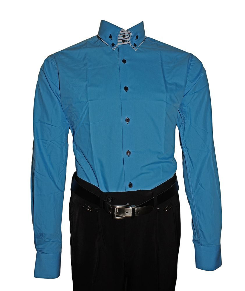 Pierre Martin Businesshemd Designer Herren Hemd doppel Kragen Slim Fit 2-fach Kragen, Bügelleicht, Pflegeleicht, Alle Jahreszeiten