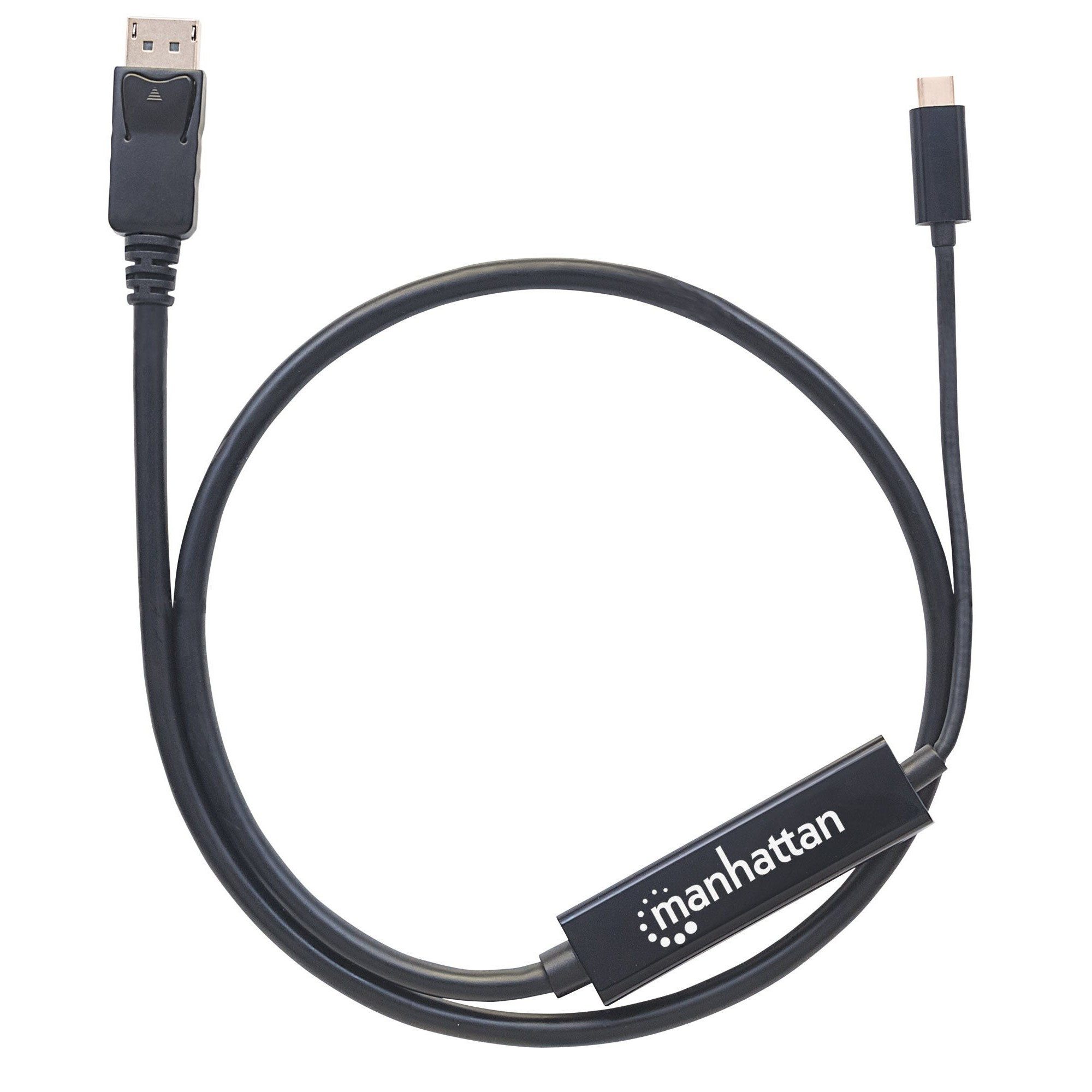 MANHATTAN Adapterkabel Monitorkabel Anschlusskabel Video-Kabel, USB-C, DisplayPort (100.0 cm), 4K/UHD 60 Hz, DP Alt Mode, Thunderbolt 3, schlank