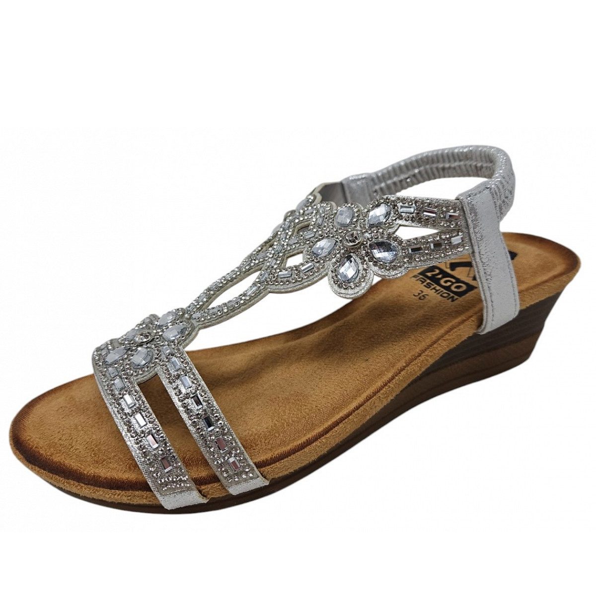 2Go Fashion Keilsandale Damen silber günstig online kaufen