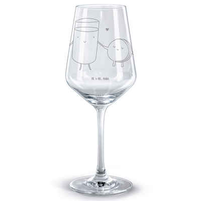 Mr. & Mrs. Panda Rotweinglas Milch Keks - Transparent - Geschenk, Spülmaschinenfeste Weingläser, r, Premium Glas, Feine Lasergravur