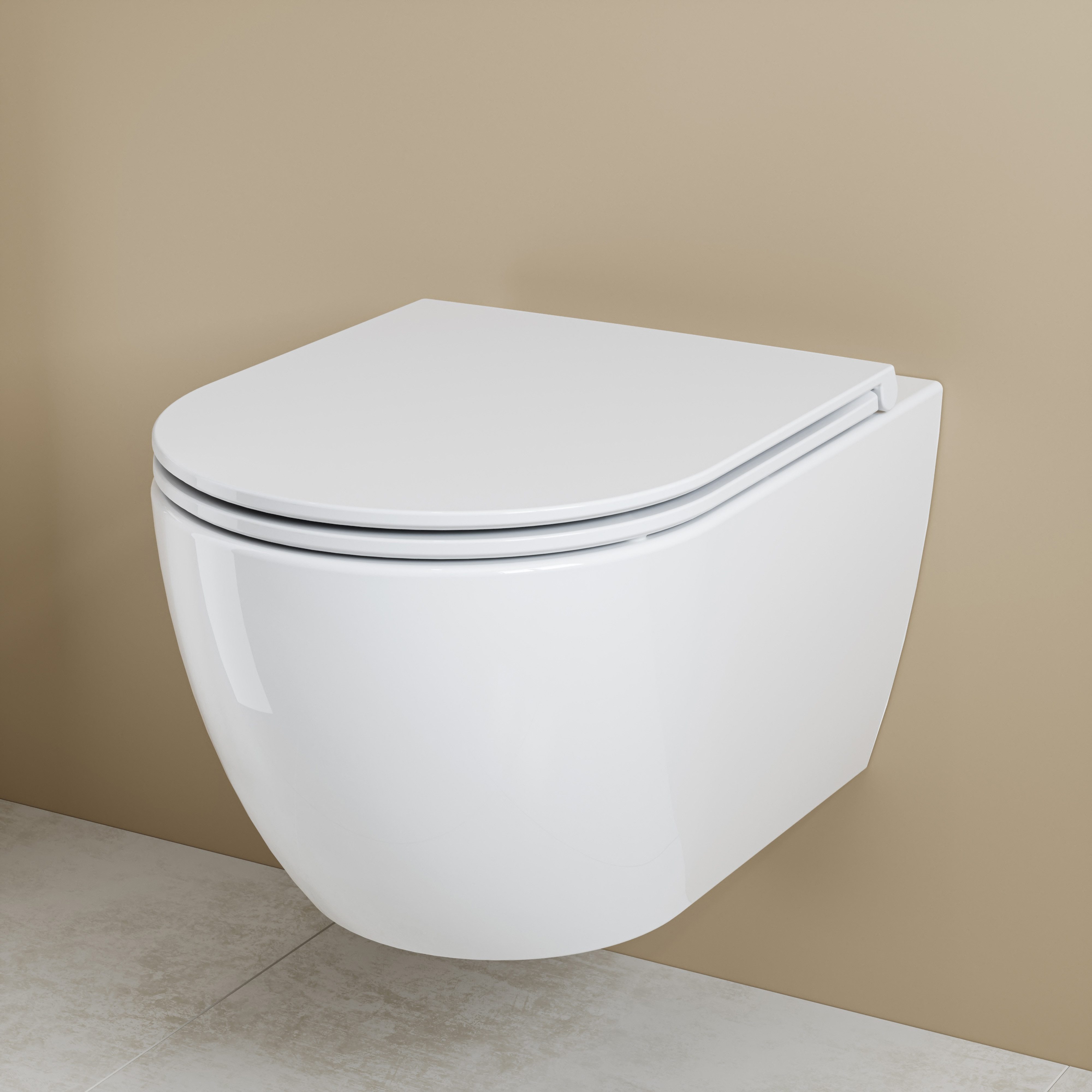 HOROW Tiefspül-WC Spülrandloses Hänge WC – Toilette Weiß, Wand WC, Abgang WC, 360° Einloch Spülung toiletten mit Soft-Close WC Sitz, Wand-WC mit Absenkautomatik WC-Sitz