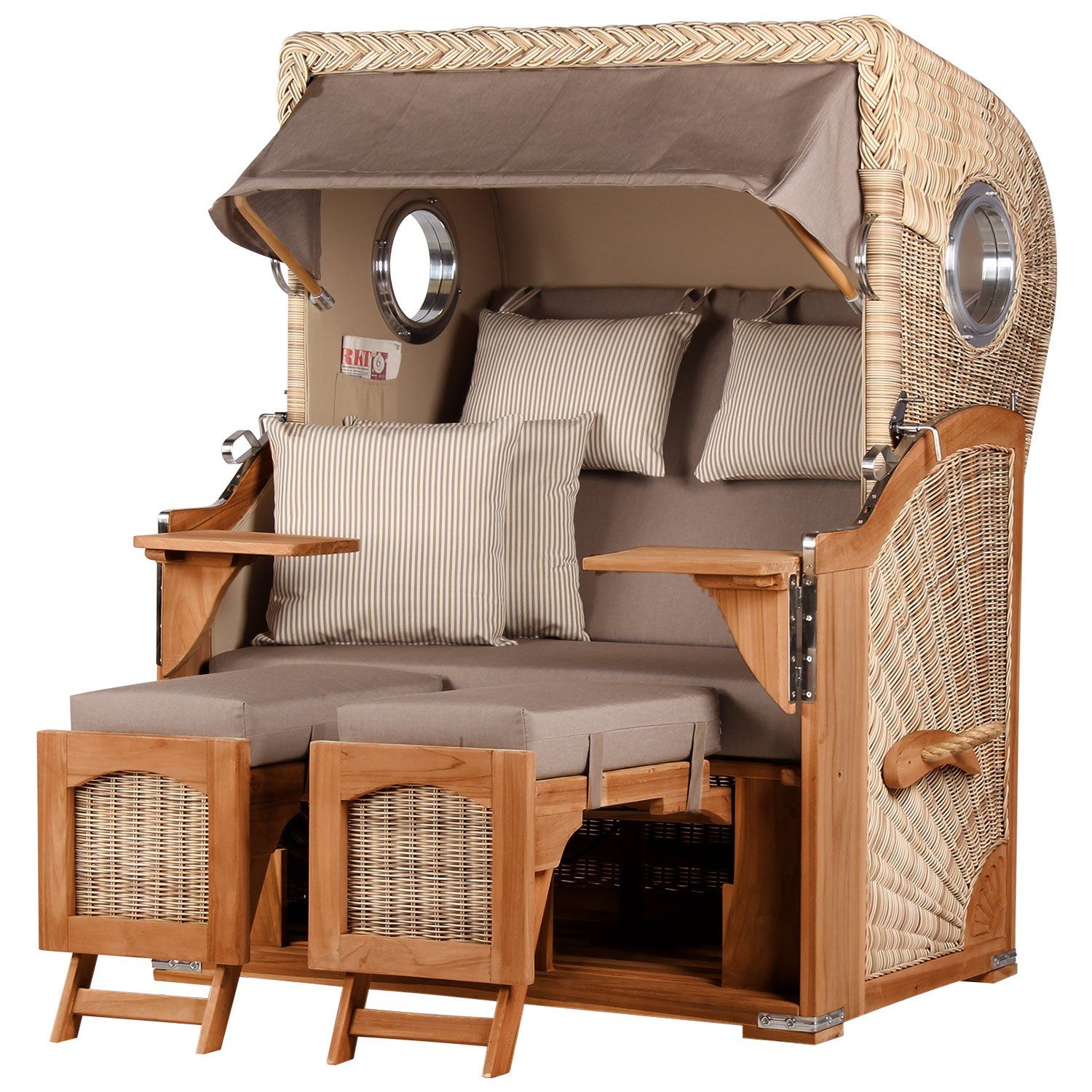 bene living Strandkorb »Ammersee Teak Bullauge PE shell Modell 534