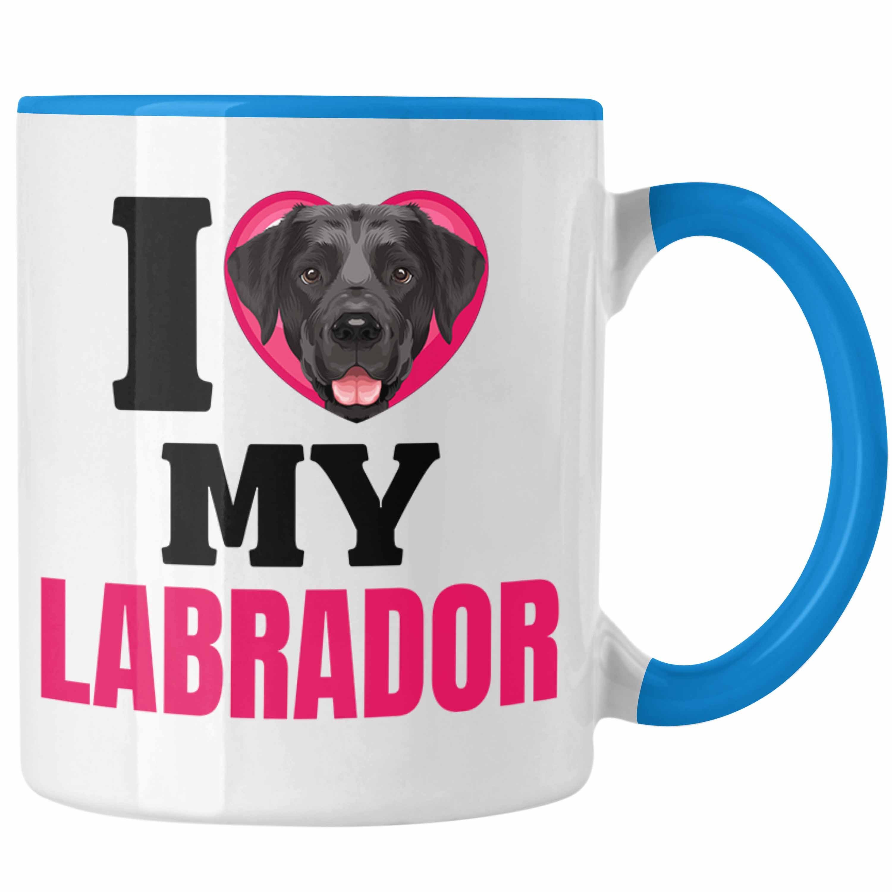 Trendation Tasse Labrador Besitzerin Tasse Geschenk Lustiger Spruch Geschenkidee I Love Blau