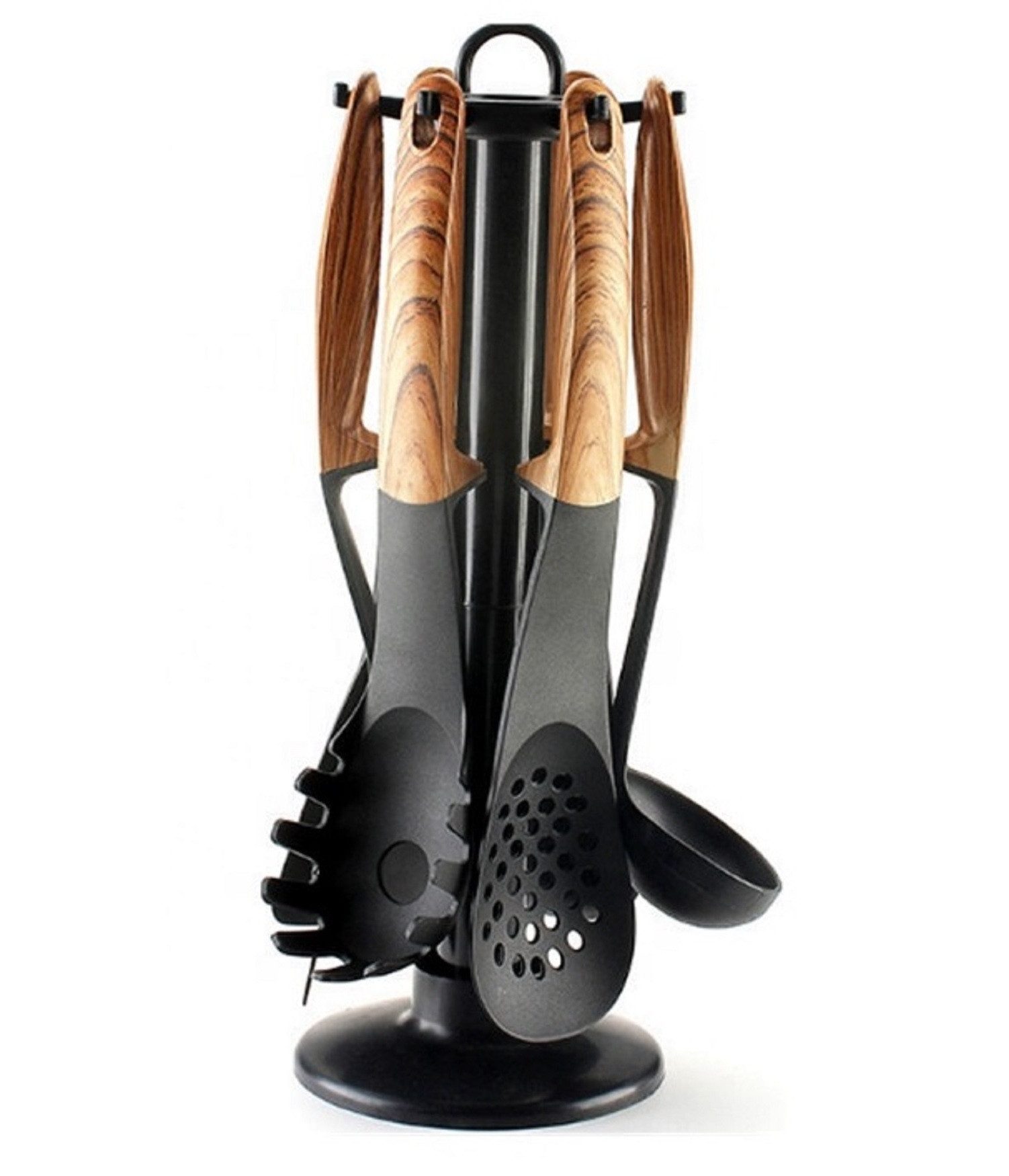 Cheffinger Kochbesteck-Set Küchenhelfer 7-teilig Spaghettiheber, Schöpfkelle, Pfannenwender (7-teiliges Set)