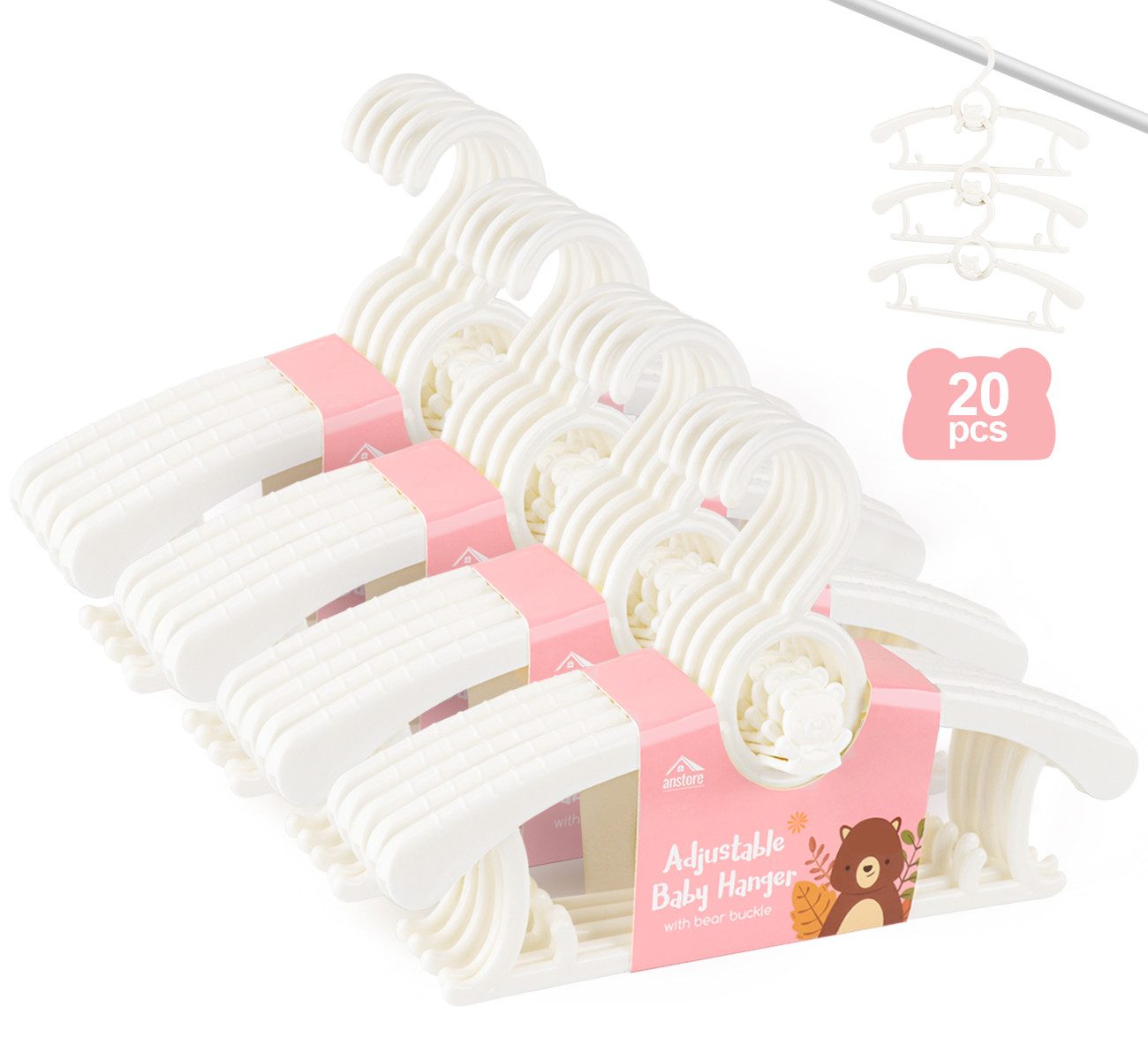 ElitVita Kleiderbügel Ausziehbare Babykleiderbügel, 29-37 cm, günstig online kaufen