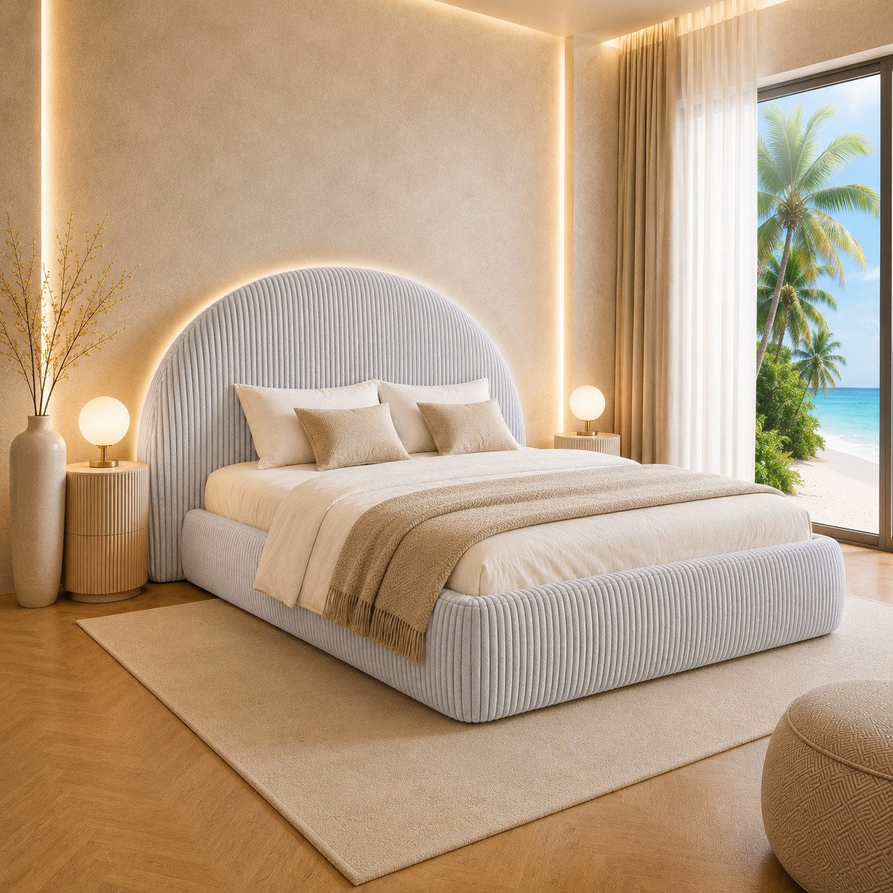 Best for Home Boxspringbett TEDI Polsterbett mit Bettkasten, Cord-Kopfteil & Bonell-Federkern (Set, 1-St., Polsterbett mit Bettkasten), Gerundetes Cord-Kopfteil, integrierter Bettkasten mit Gasdruckfedern