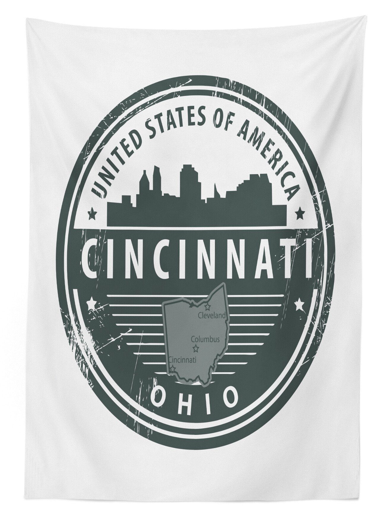 Amerika Abakuhaus Ohio Außen Bereich Klare Emblem Für von den Waschbar Alter Farbfest Im geeignet Cincinnati Farben, Tischdecke