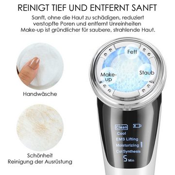 LETGOSPT Mikrodermabrasionsgerät Gerät Faltenentferner, 5 IN 1 Gesichtsmassagegerät für Anti-aging, mit EMS ION- Photon Heiße/Kühle Behandlung