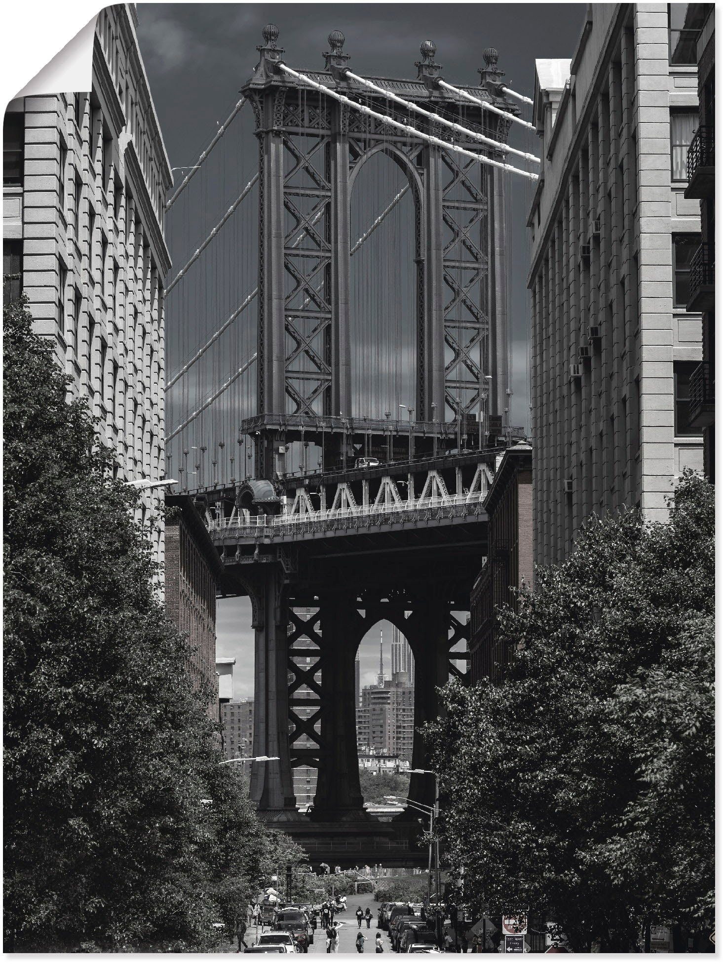 Amerika Größen Bridge, New Wandaufkleber York Leinwandbild, versch. in St), (1 Alubild, Poster als Artland oder Wandbild Manhattan