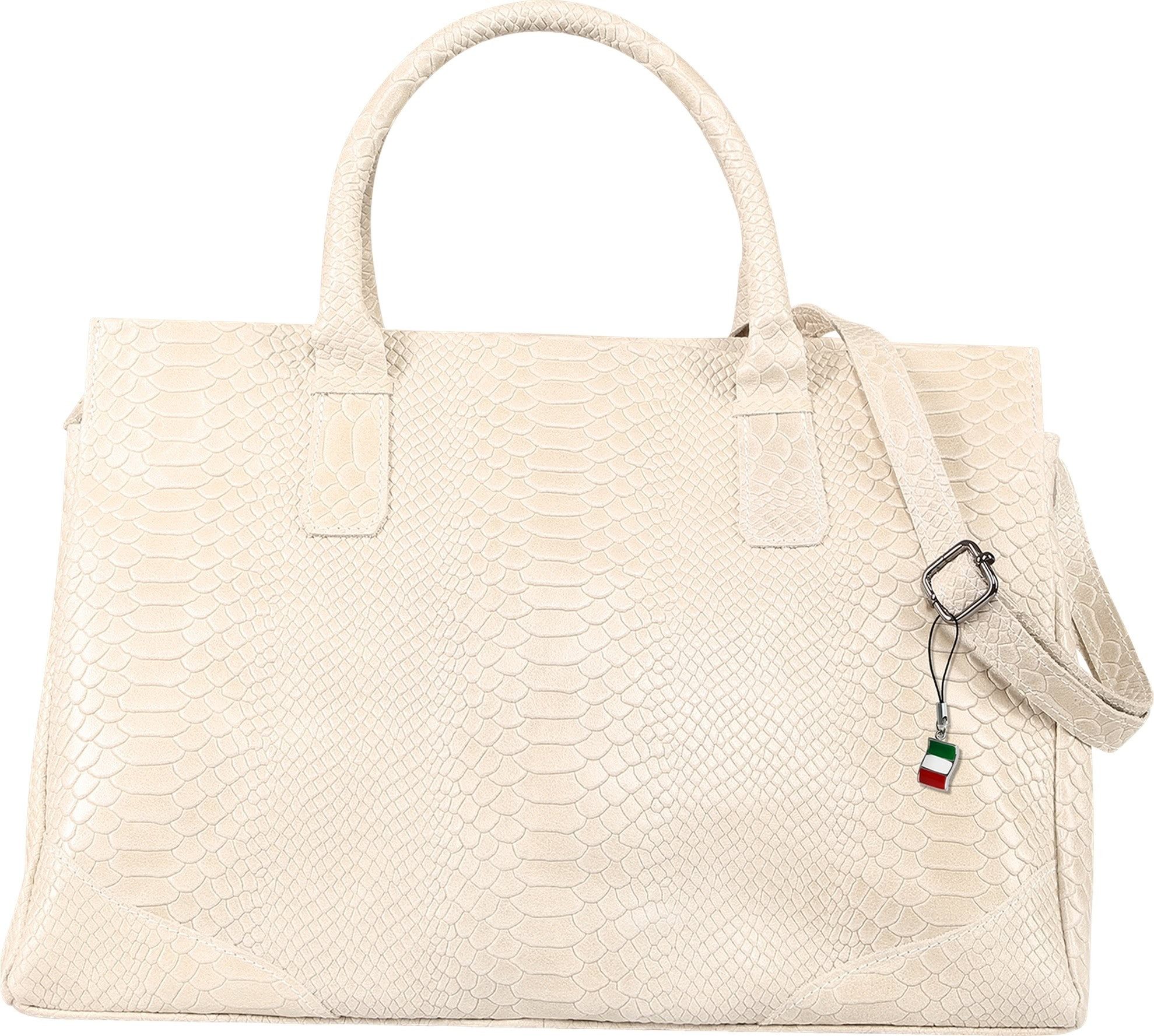 FLORENCE Henkeltasche Florence Damen Henkeltasche Echtleder (Henkeltasche), Damen Henkeltasche Leder, beige ca. 28cm hoch