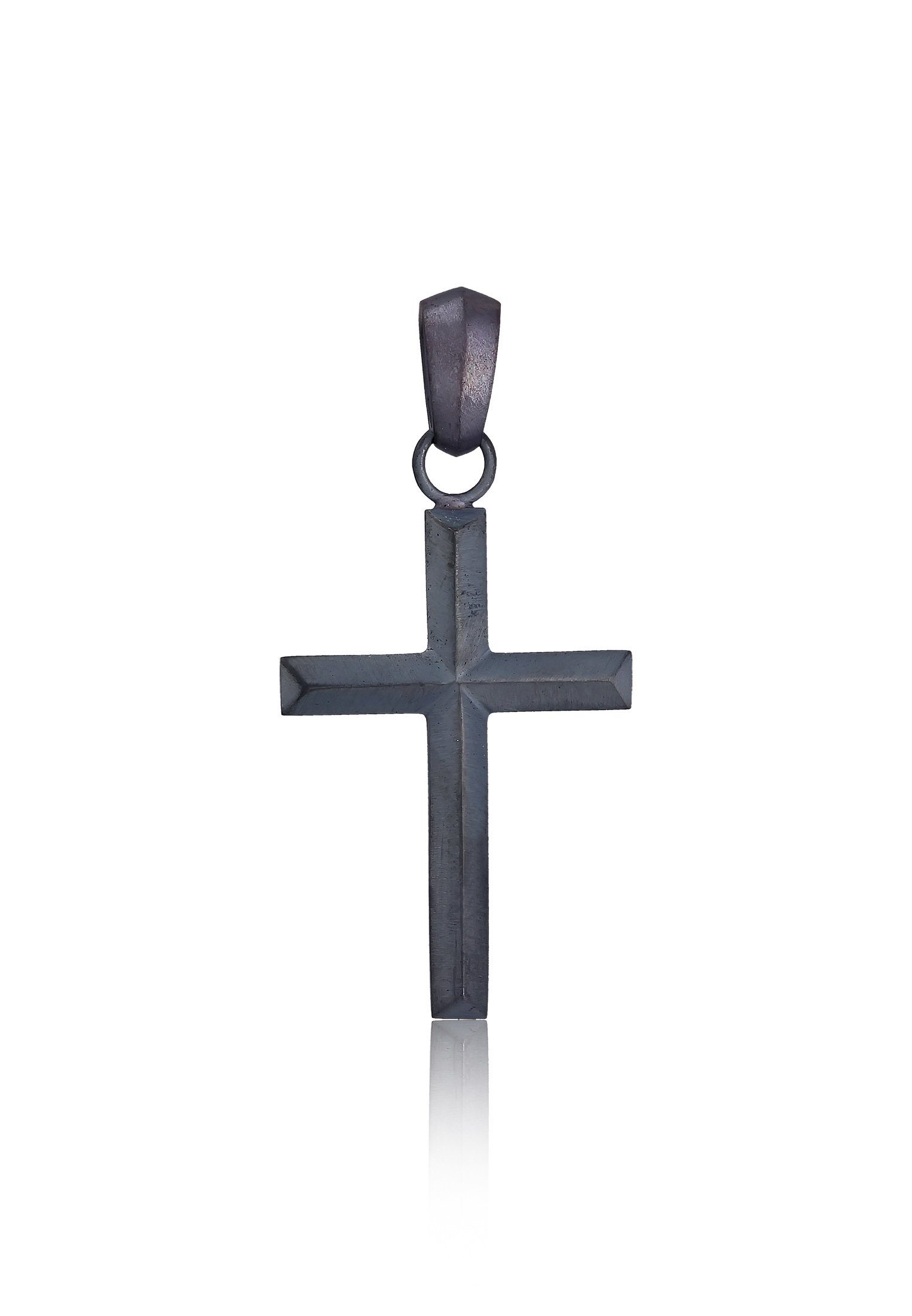 Kuzzoi Kettenanhänger Kreuz Modern 925 Silber Schwarz