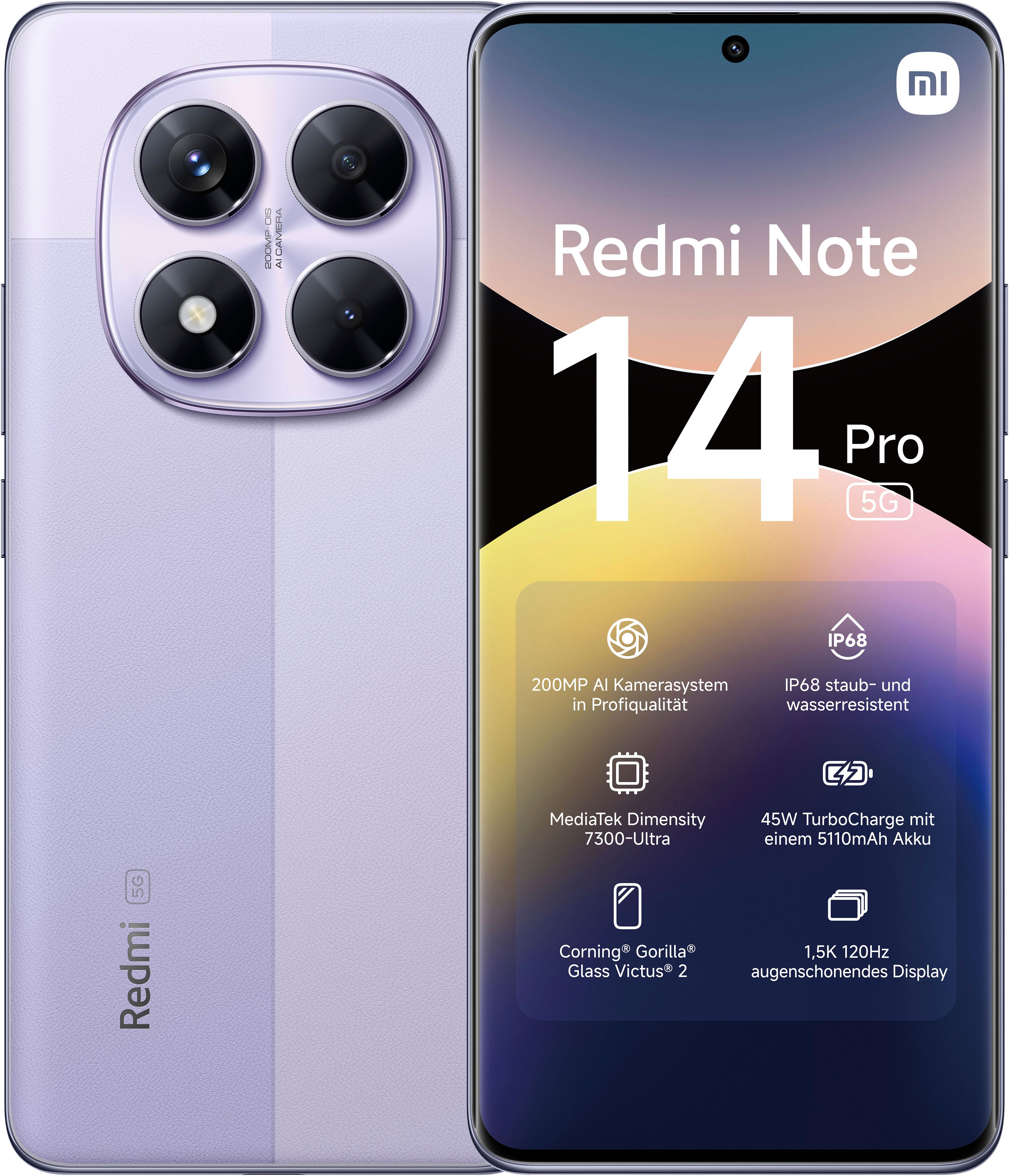 Xiaomi Redmi Note 14 Pro 5G Smartphone (16,94 cm/6,67 Zoll, 256 GB Speicherplatz, 200 MP Kamera)