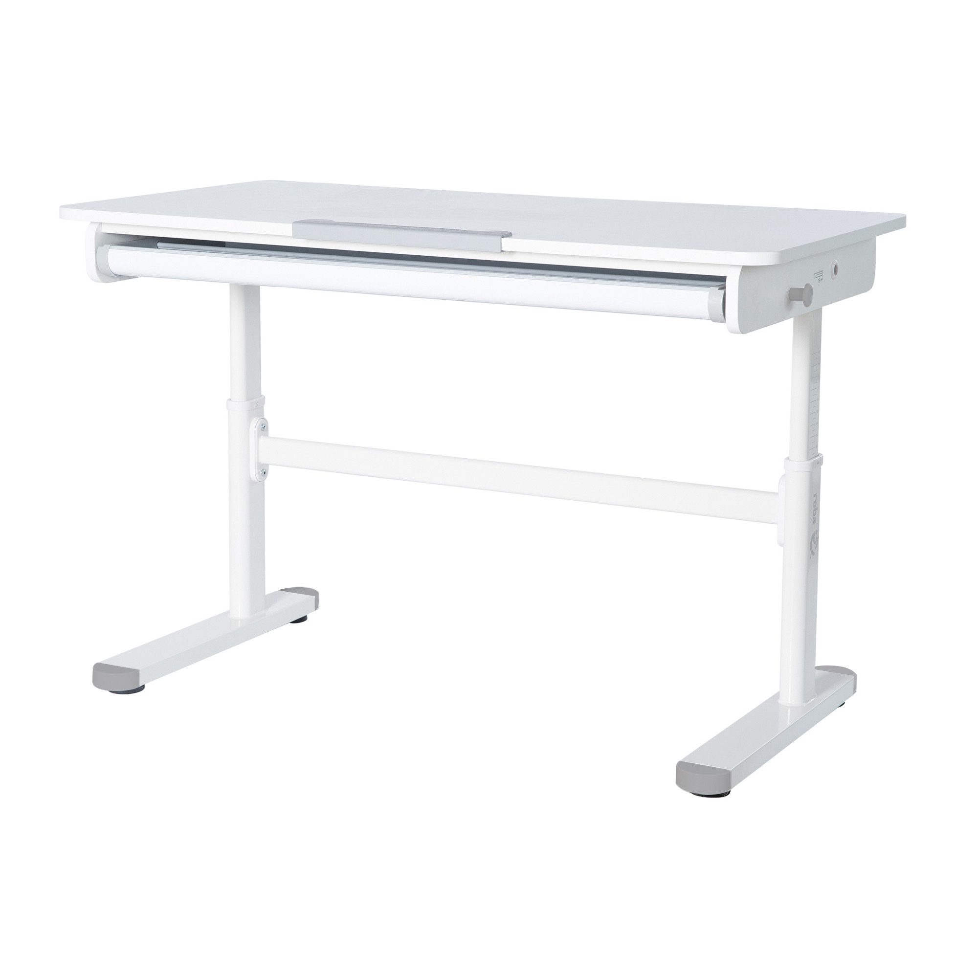 roba® Kinderschreibtisch Smart Grow - Schreibtisch für Kinder & Jugendliche - höhenverstellbar, Schublade - ab 6 Jahren - abgerundete Ecken - aus Metall & Holz - Weiß