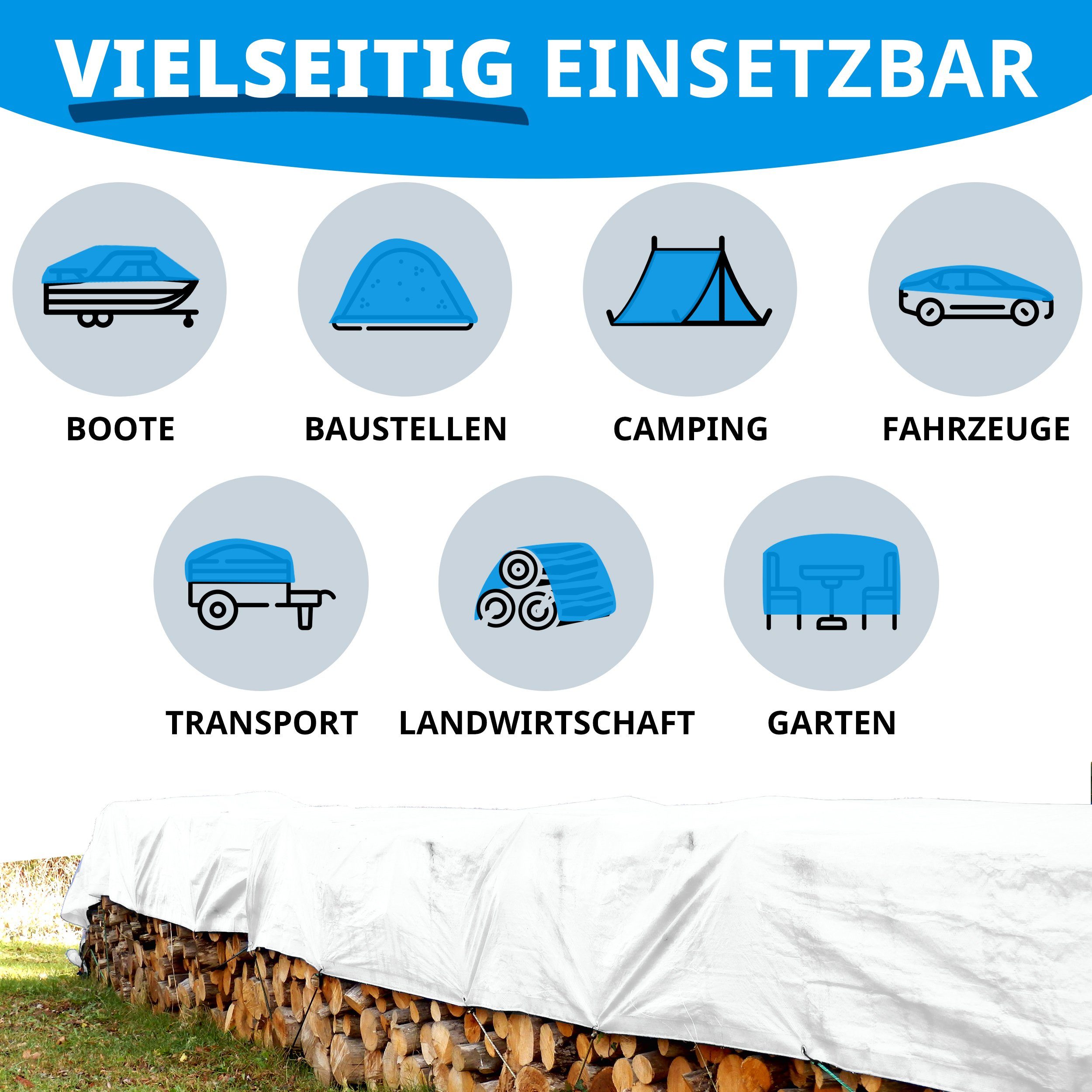 casa pura Schutzplane extrem reißfest 240 g/m², Abdeckplane in mehreren Farben & Größen, Wasserdicht, reißfest – Bild 5 von 5