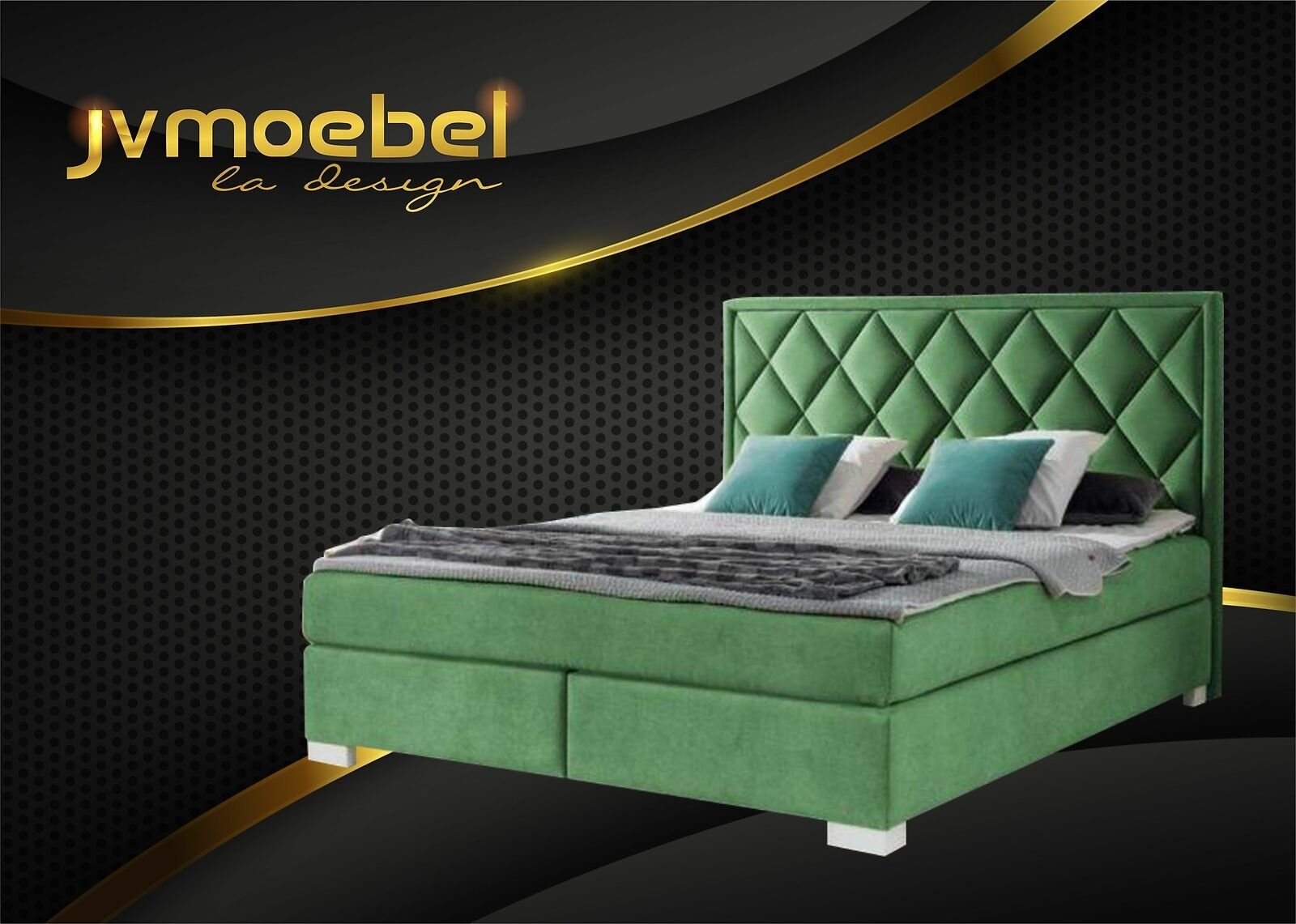 JVmoebel Bett, Bett Textil Schlafzimmer Design Möbel Modern Luxus Betten 180x200 Grün