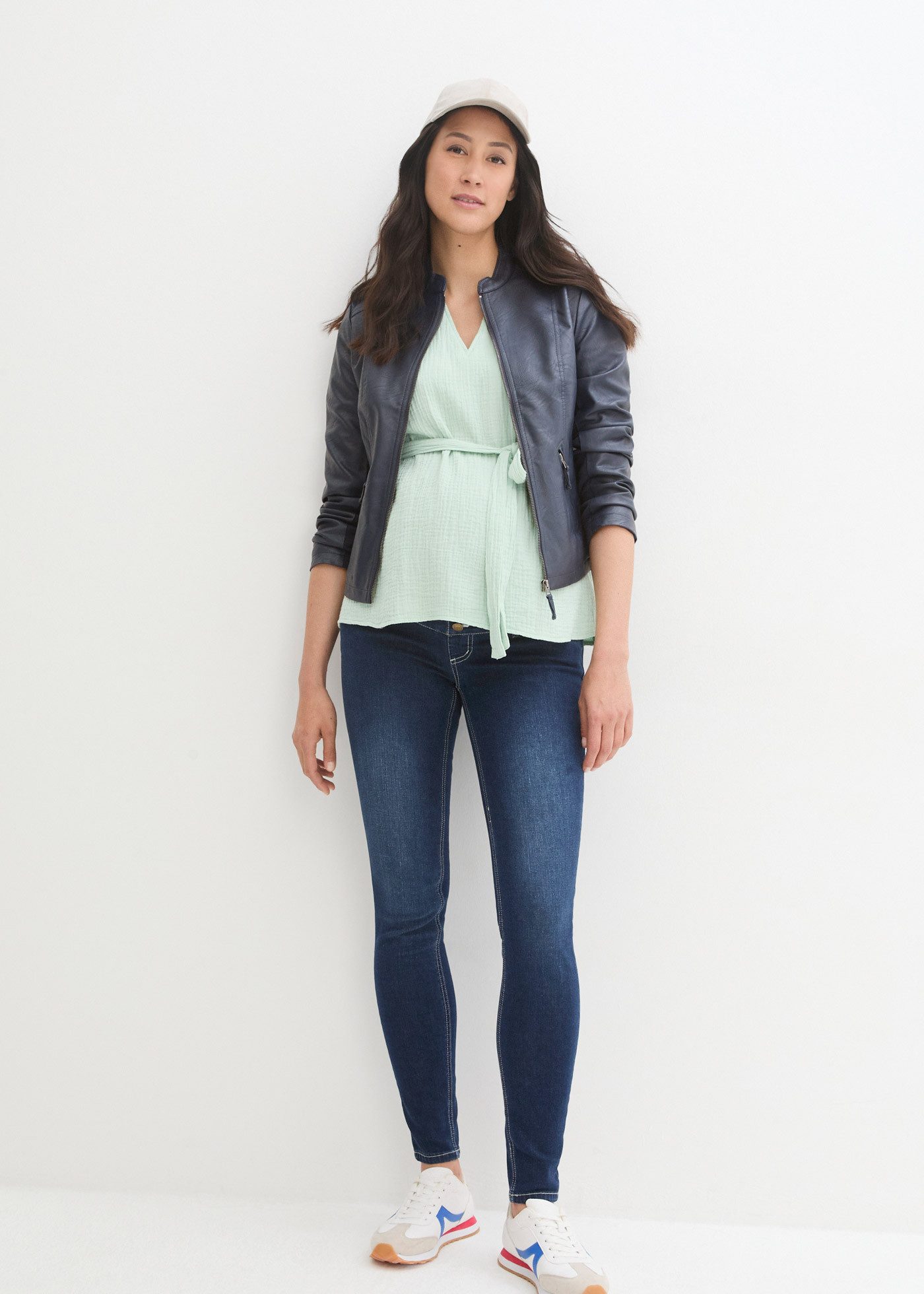 bonprix Umstandsjeans Skinny Fit, breiter Jerseybund, verstellbarer Gummizug im Bund