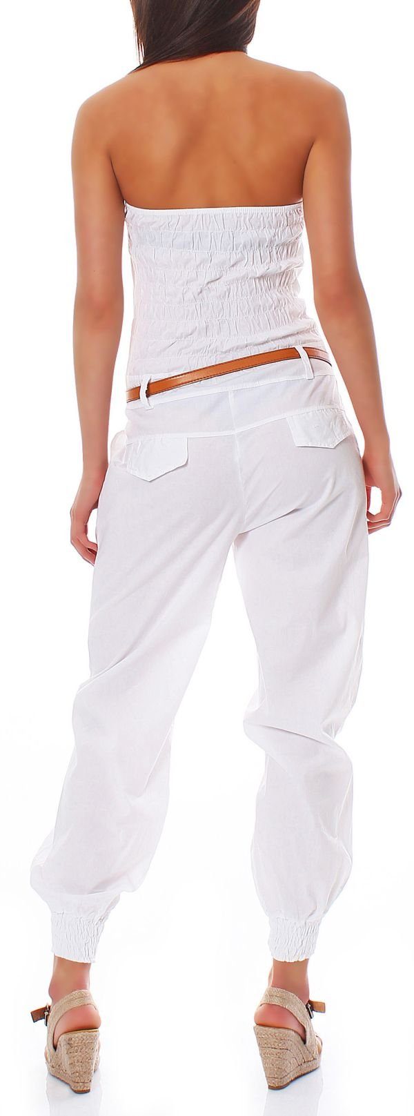 malito more than fashion Jumpsuit malito Damen Einteiler in Uni Farben, Overall mit Gürtel, langer figurbetonter trägerloser Overall Einteiler