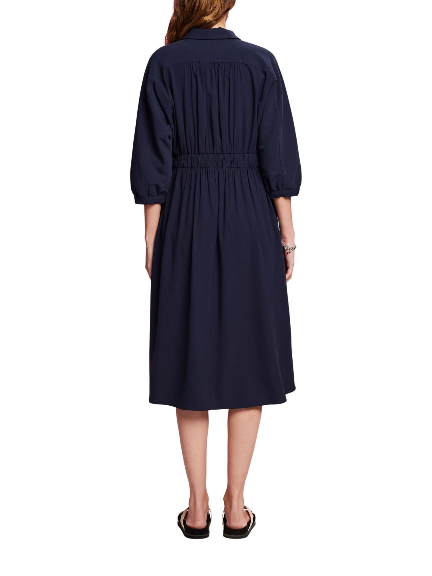 Gewebtes Midikleid Hemdstil NAVY Collection im Esprit Midikleid