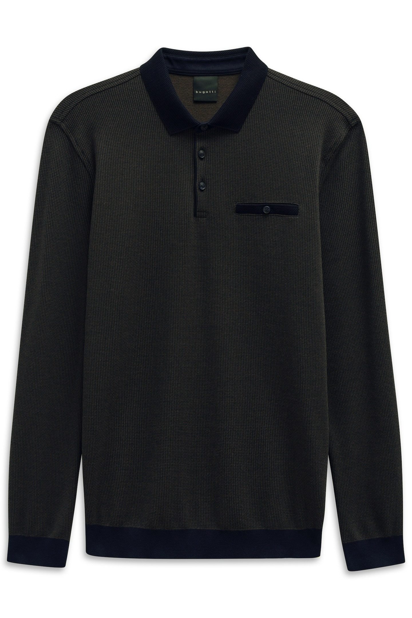 bugatti Langarm-Poloshirt Modern Fit mit Brusttasche