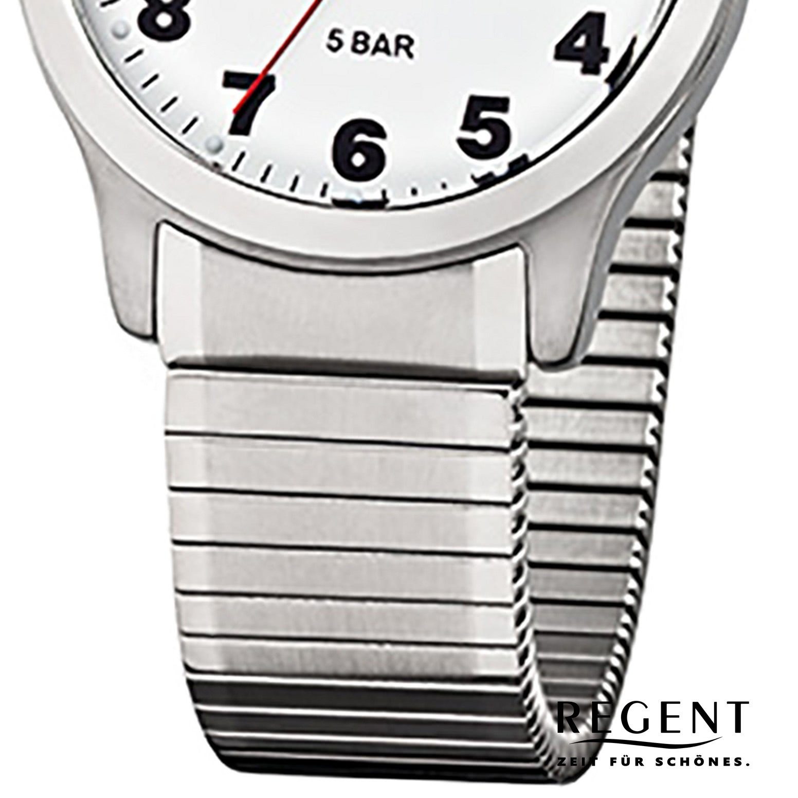 Regent Quarzuhr Regent Herren-Armbanduhr silber Analog, (Analoguhr), Herren Armbanduhr rund, mittel (ca. 37mm), Edelstahlarmband